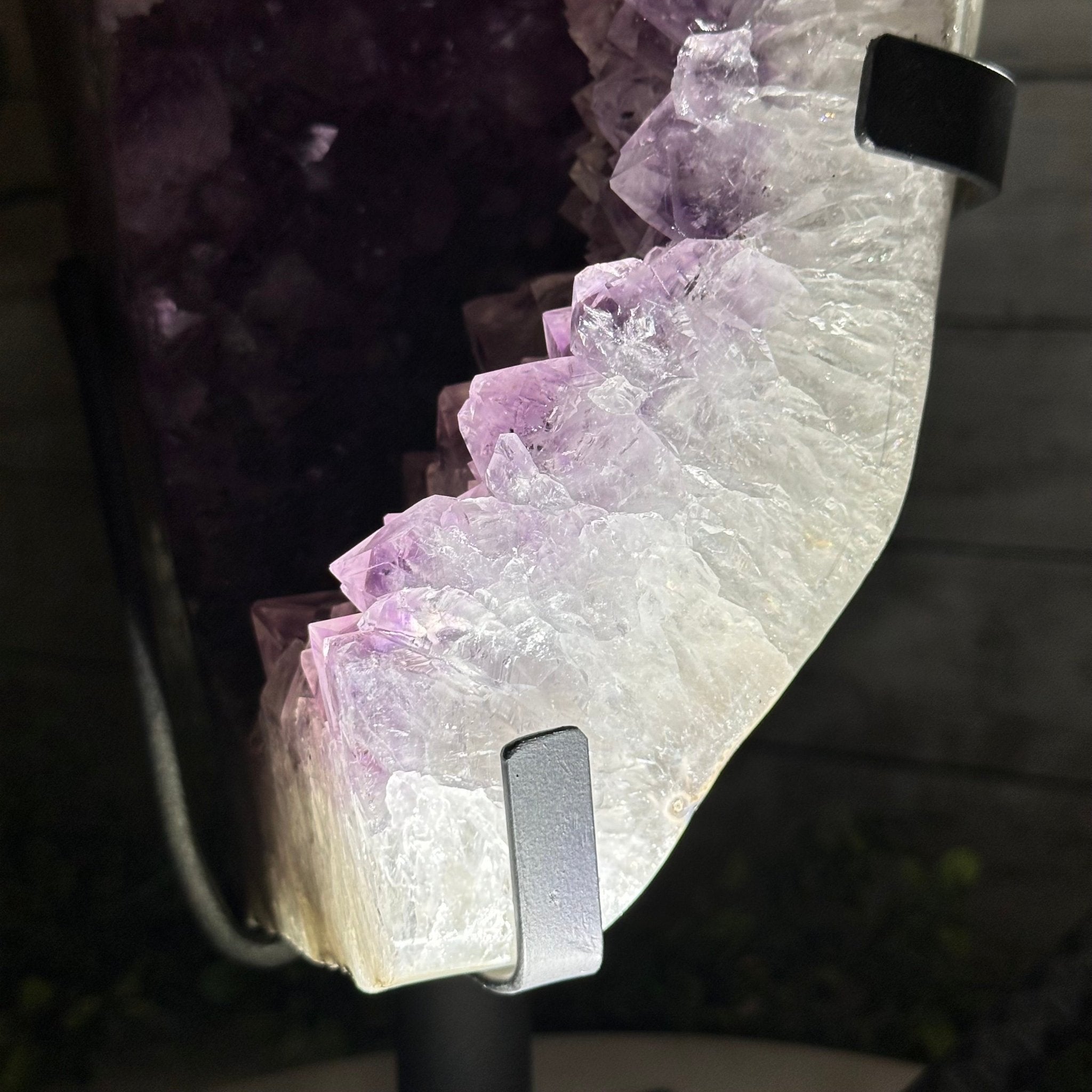 Extra Quality Amethyst Cluster on a Metal Base, 35.9 lbs & 20.4" Tall #5491 - 0199 - Brazil GemsBrazil GemsExtra Quality Amethyst Cluster on a Metal Base, 35.9 lbs & 20.4" Tall #5491 - 0199Clusters on Fixed Bases5491 - 0199