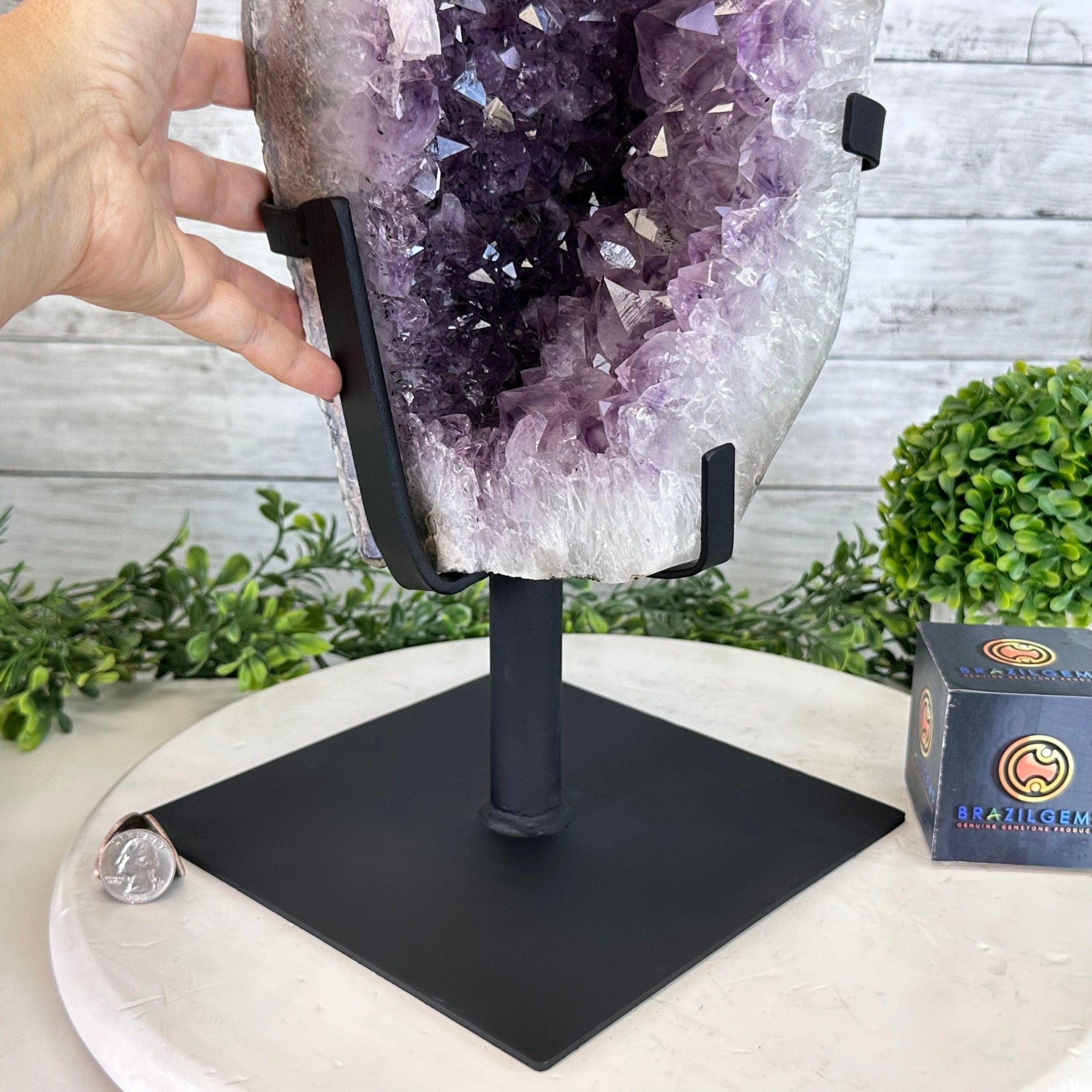 Extra Quality Amethyst Cluster on a Metal Base, 35.9 lbs & 20.4" Tall #5491 - 0199 - Brazil GemsBrazil GemsExtra Quality Amethyst Cluster on a Metal Base, 35.9 lbs & 20.4" Tall #5491 - 0199Clusters on Fixed Bases5491 - 0199