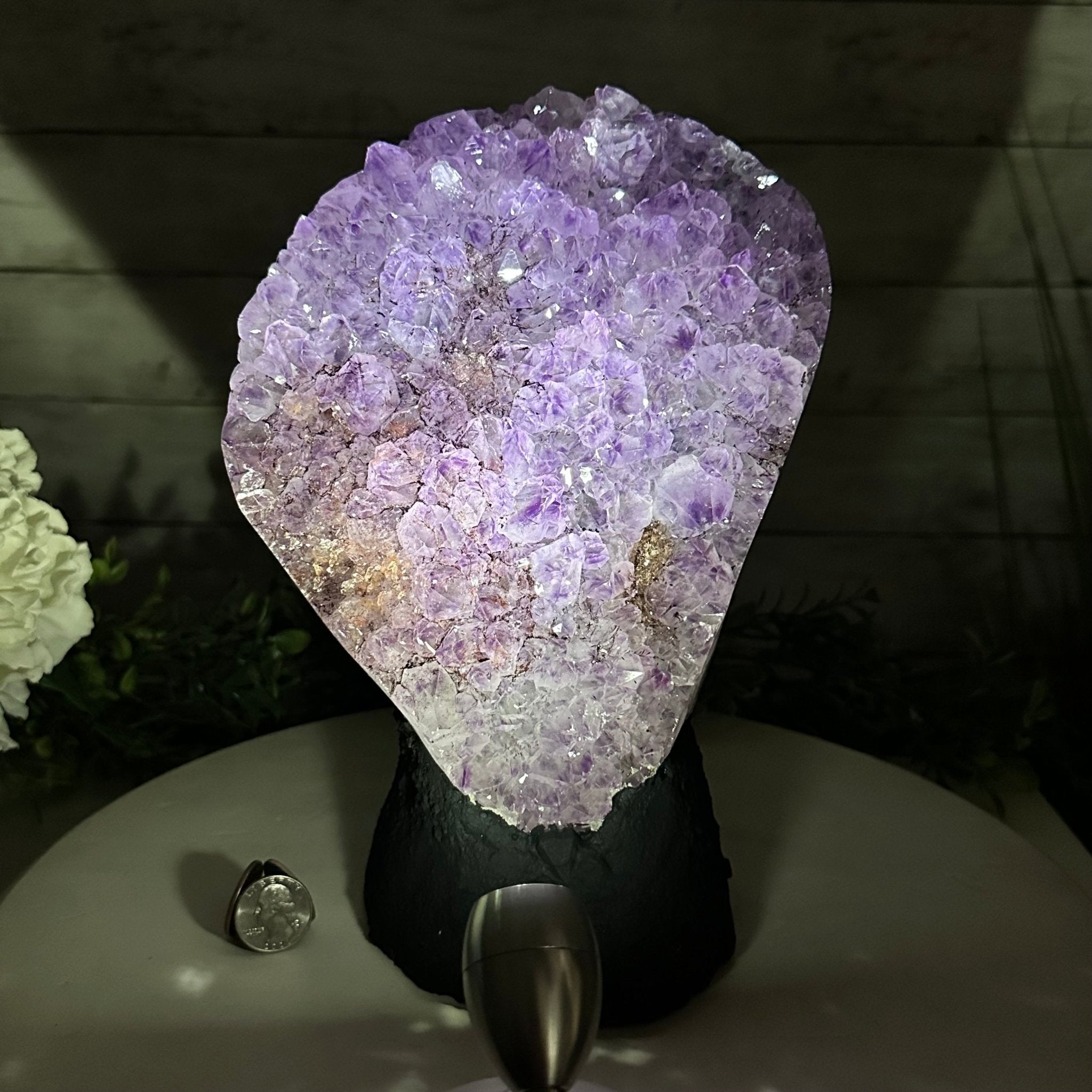 Extra Quality Amethyst Cluster on Cement Base, 12.3 lbs and 10" Tall #5614-0101 - Brazil GemsBrazil GemsExtra Quality Amethyst Cluster on Cement Base, 12.3 lbs and 10" Tall #5614-0101Clusters on Cement Bases5614-0101
