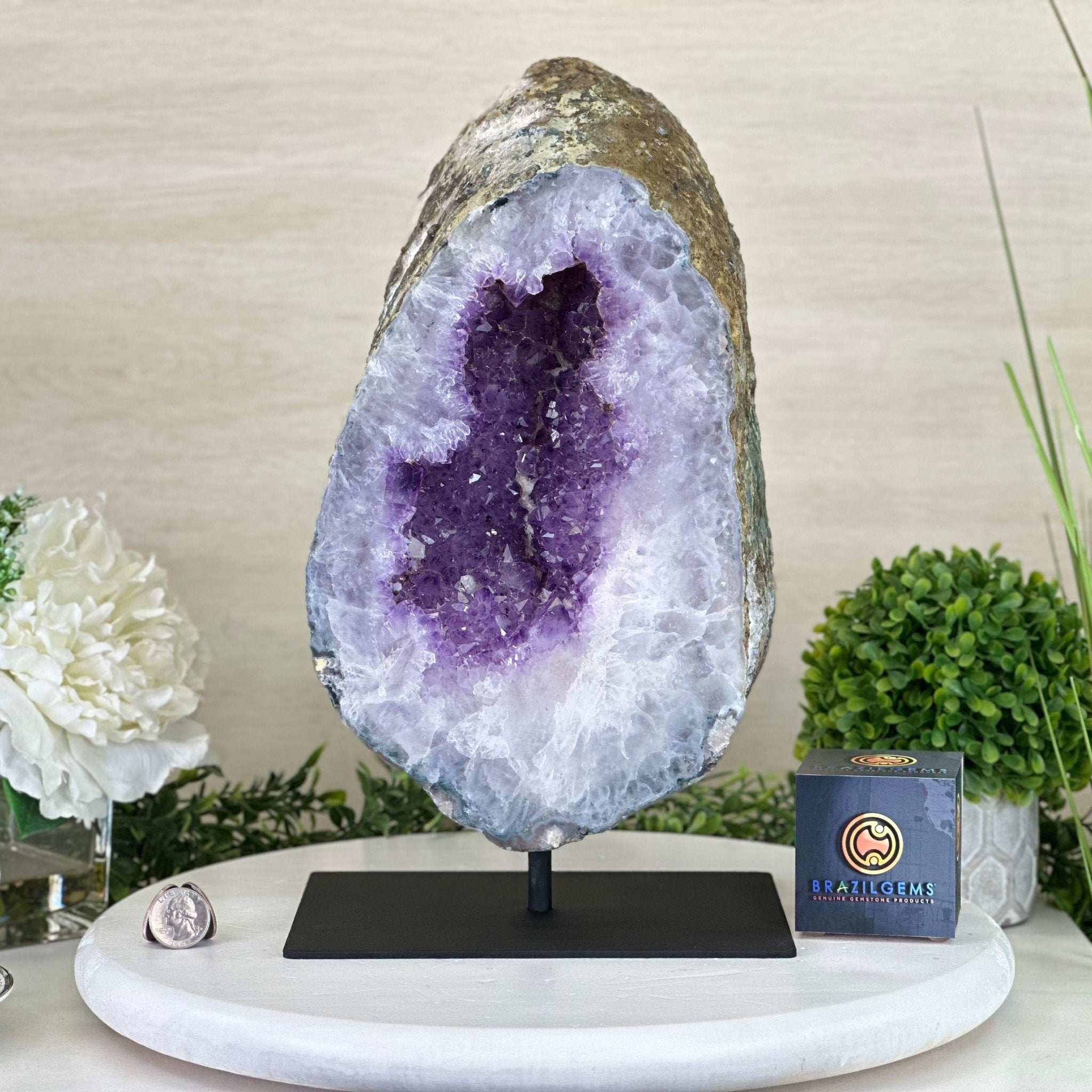 Extra Quality Amethyst Cluster on Metal Base, 20.6 lbs & 13.9" Tall #5491 - 0192 - Brazil GemsBrazil GemsExtra Quality Amethyst Cluster on Metal Base, 20.6 lbs & 13.9" Tall #5491 - 0192Clusters on Fixed Bases5491 - 0192