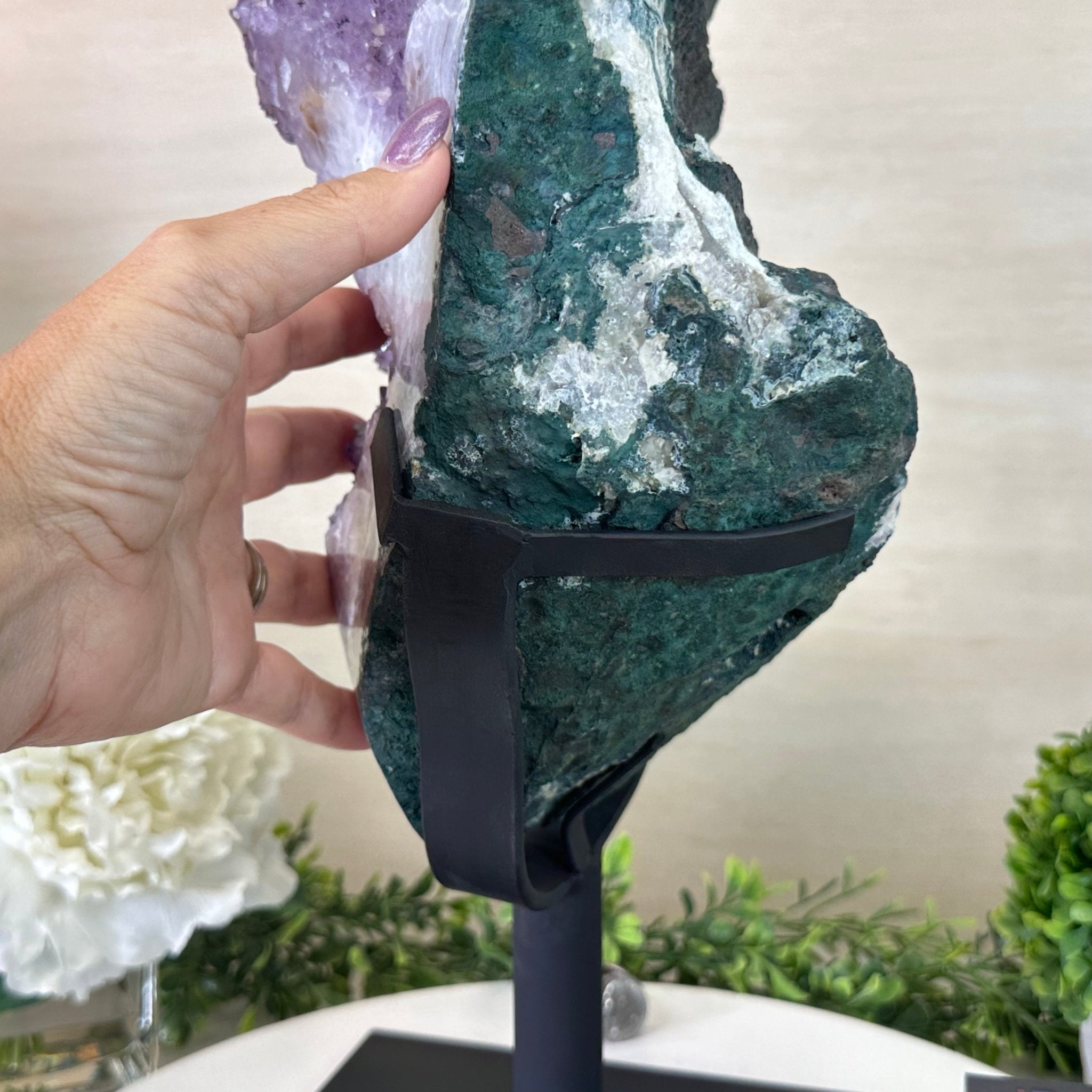 Extra Quality Amethyst Cluster on Metal Base, 28.9 lbs & 18.8" Tall #5491 - 0195 - Brazil GemsBrazil GemsExtra Quality Amethyst Cluster on Metal Base, 28.9 lbs & 18.8" Tall #5491 - 0195Clusters on Fixed Bases5491 - 0195