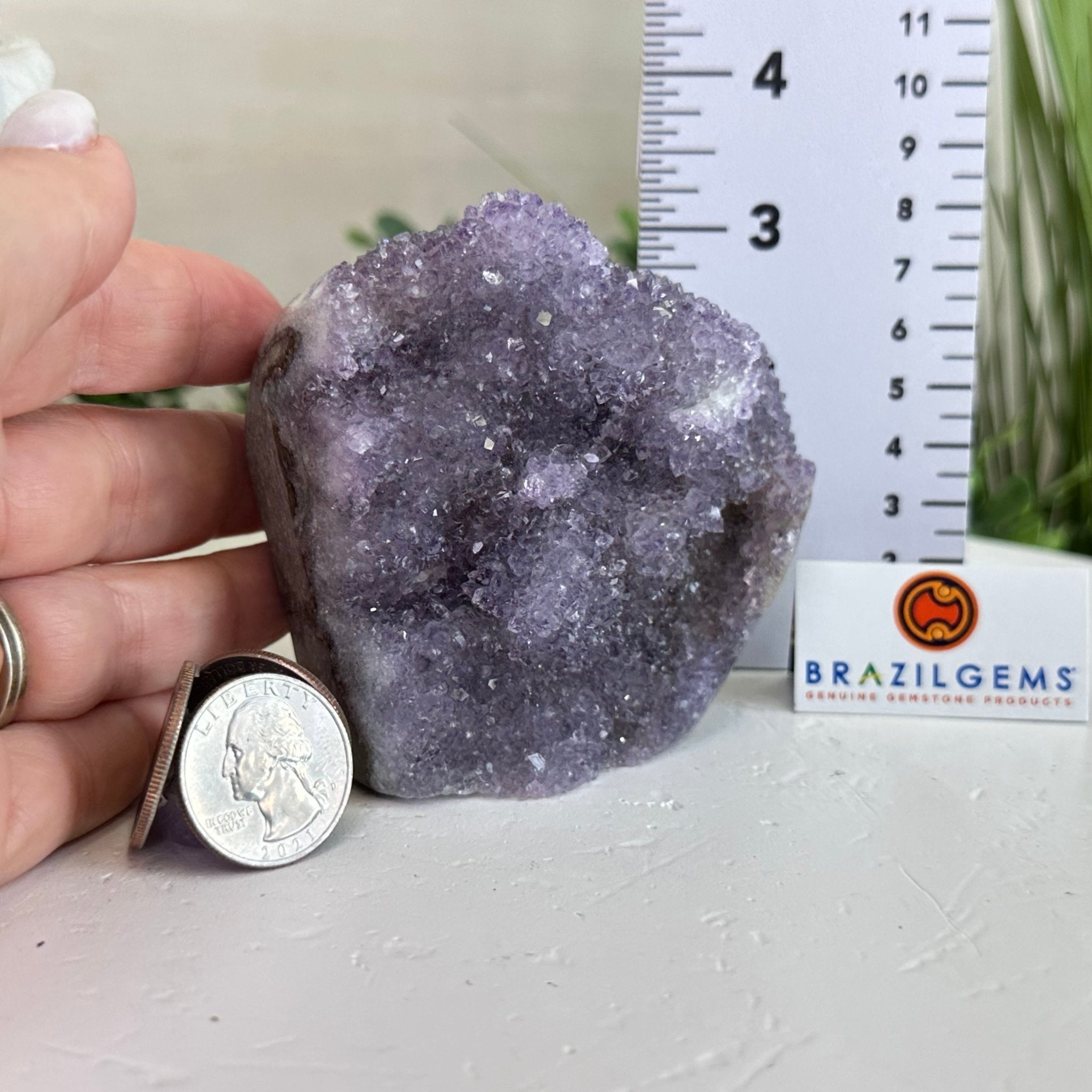 Extra Quality Amethyst Cluster w/ flat bottom, 3.3" Tall #5611 - 0408 - Brazil GemsBrazil GemsExtra Quality Amethyst Cluster w/ flat bottom, 3.3" Tall #5611 - 0408Small Clusters with Flat Bases5611 - 0408