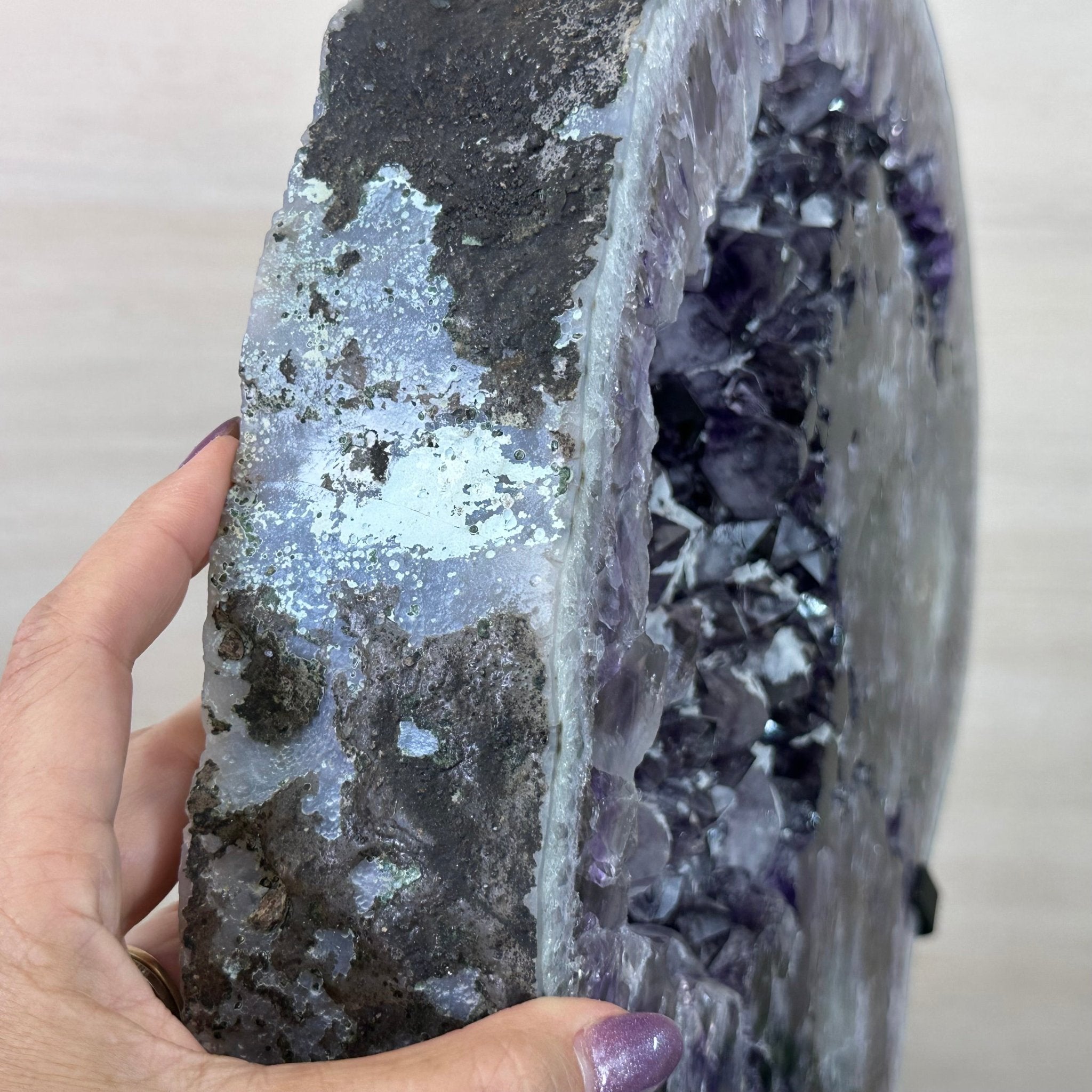 Extra Quality Amethyst Crystal Slice on Stand, 33.1 lbs & 19.6" Tall #5621AM - 005 - Brazil GemsBrazil GemsExtra Quality Amethyst Crystal Slice on Stand, 33.1 lbs & 19.6" Tall #5621AM - 005Slices on Fixed Bases5621AM - 005