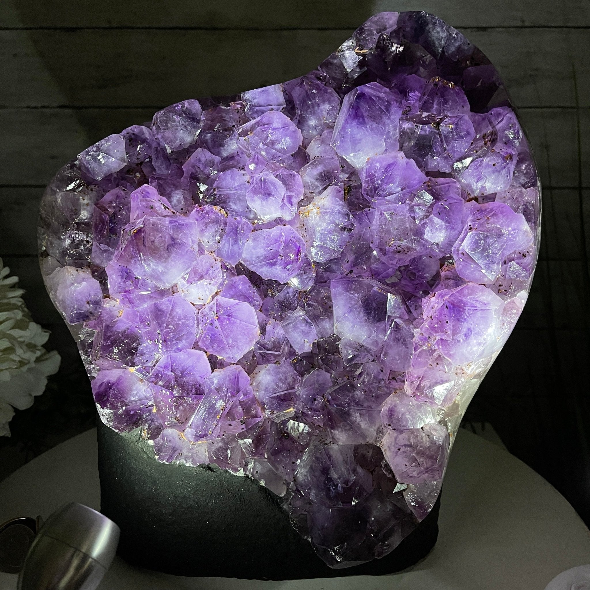 Extra Quality Amethyst Druse Cluster on Cement Base, 24 lbs and 10.5" Tall #5614-0026 - Brazil GemsBrazil GemsExtra Quality Amethyst Druse Cluster on Cement Base, 24 lbs and 10.5" Tall #5614-0026Clusters on Cement Bases5614-0026