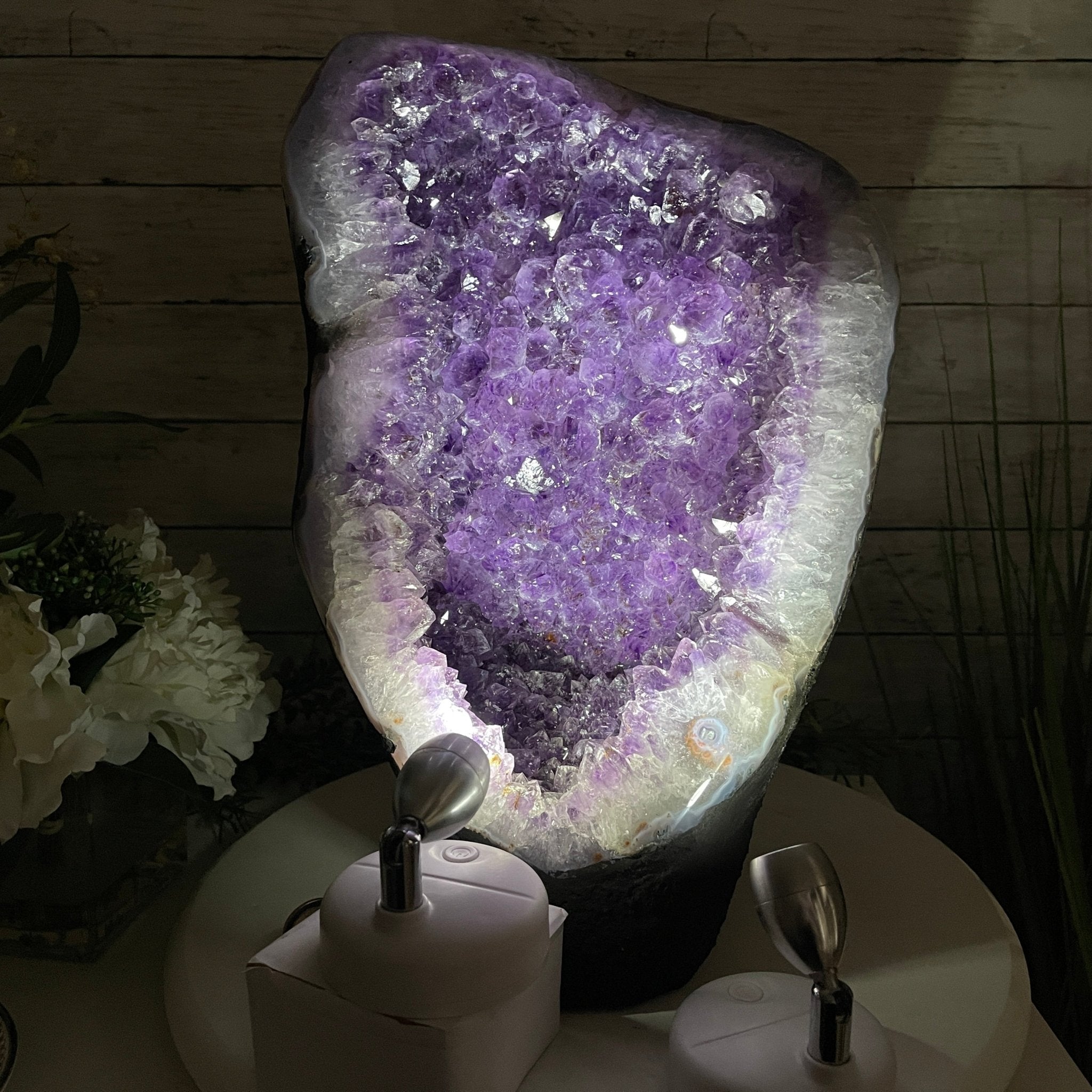 Extra Quality Amethyst Druse Cluster on Cement Base, 34.8 lbs and 14.75" Tall #5614-0031 - Brazil GemsBrazil GemsExtra Quality Amethyst Druse Cluster on Cement Base, 34.8 lbs and 14.75" Tall #5614-0031Clusters on Cement Bases5614-0031
