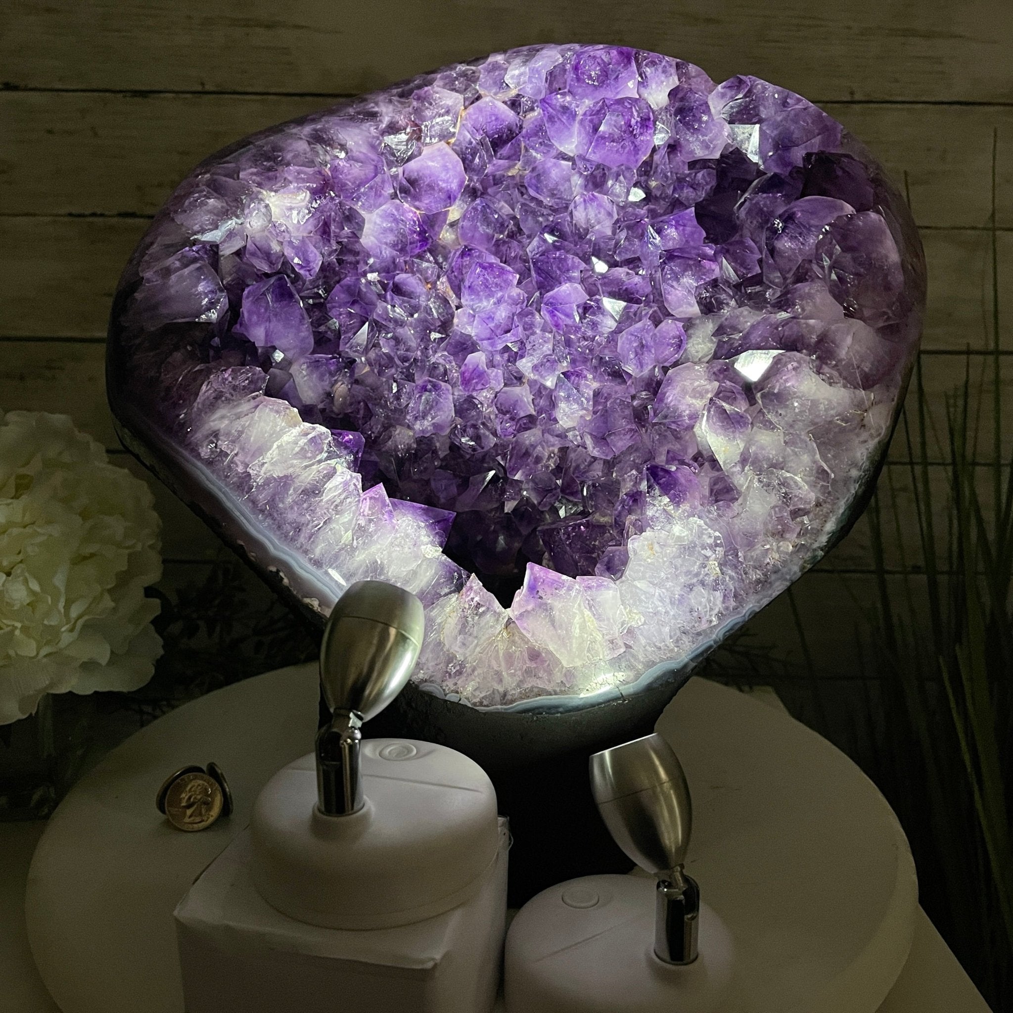 Extra Quality Amethyst Druse Cluster on Cement Base, 35 lbs and 12.5" Tall #5614-0051 - Brazil GemsBrazil GemsExtra Quality Amethyst Druse Cluster on Cement Base, 35 lbs and 12.5" Tall #5614-0051Clusters on Cement Bases5614-0051