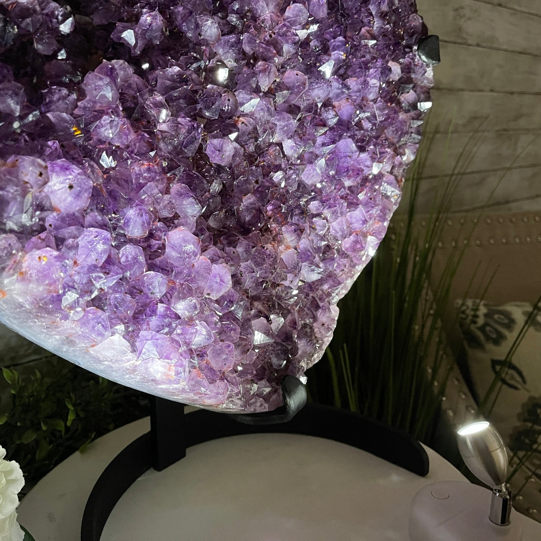 Extra Quality Amethyst Heart Geode, metal stand, 50 lbs & 19" Tall #5463-0190 by Brazil Gems - Brazil GemsBrazil GemsExtra Quality Amethyst Heart Geode, metal stand, 50 lbs & 19" Tall #5463-0190 by Brazil GemsHearts5463-0190