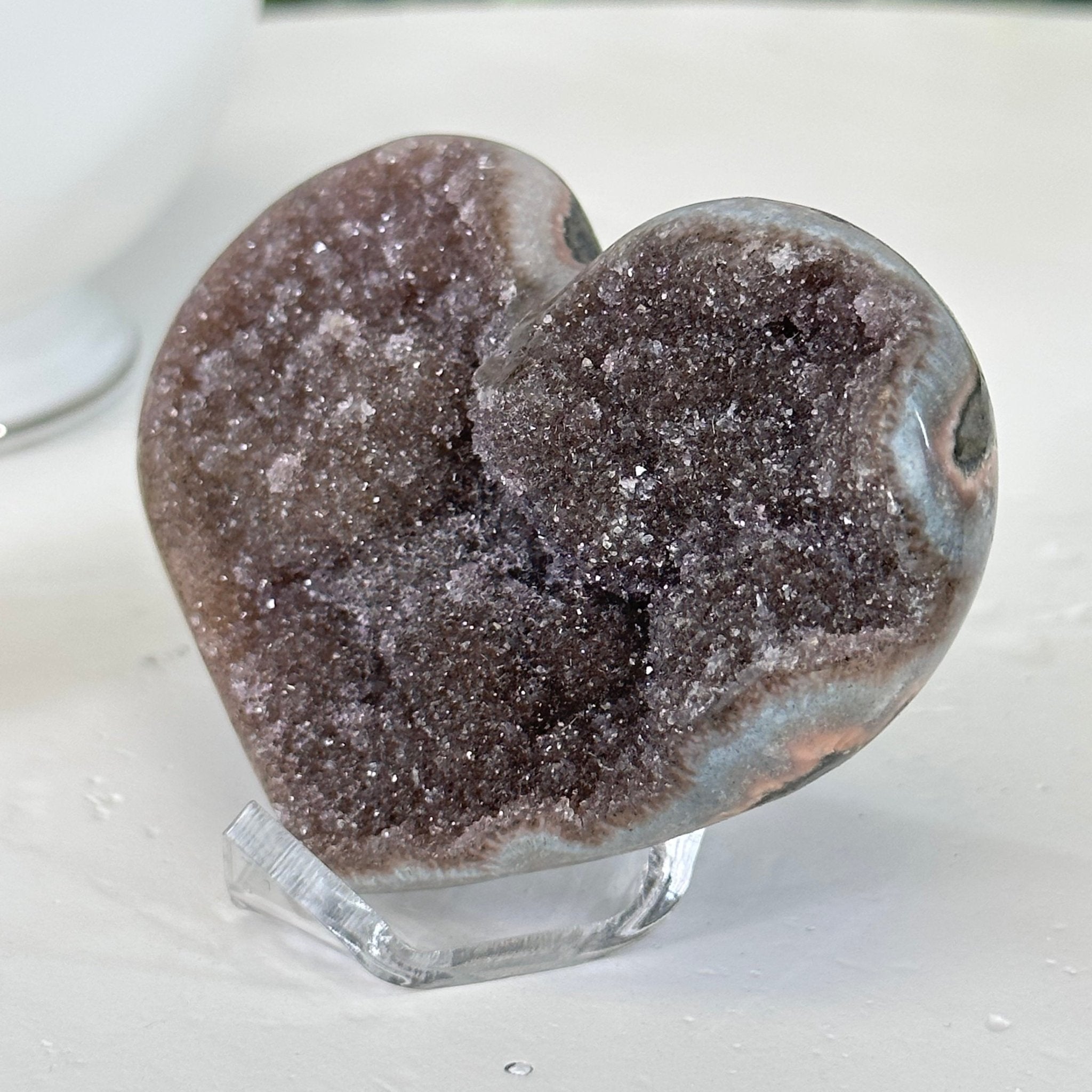 Extra Quality Amethyst Heart Geode on an Acrylic Stand, 0.16 lbs & 1.8" Tall #5462-0072 by Brazil Gems - Brazil GemsBrazil GemsExtra Quality Amethyst Heart Geode on an Acrylic Stand, 0.16 lbs & 1.8" Tall #5462-0072 by Brazil GemsHearts5462-0072