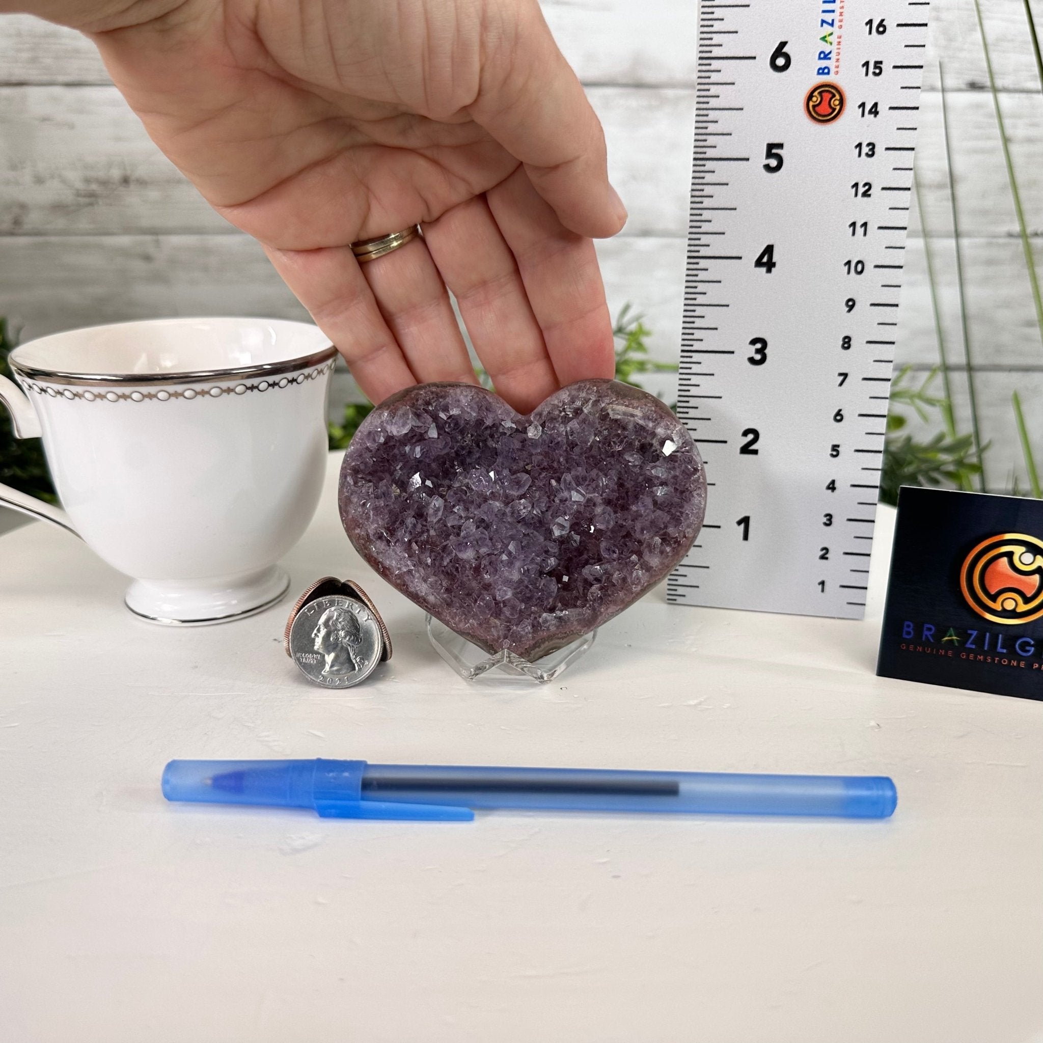Extra Quality Amethyst Heart Geode on an Acrylic Stand 0.67 lbs & 2.7" Tall #5462-0090 by Brazil Gems - Brazil GemsBrazil GemsExtra Quality Amethyst Heart Geode on an Acrylic Stand 0.67 lbs & 2.7" Tall #5462-0090 by Brazil GemsHearts5462-0090