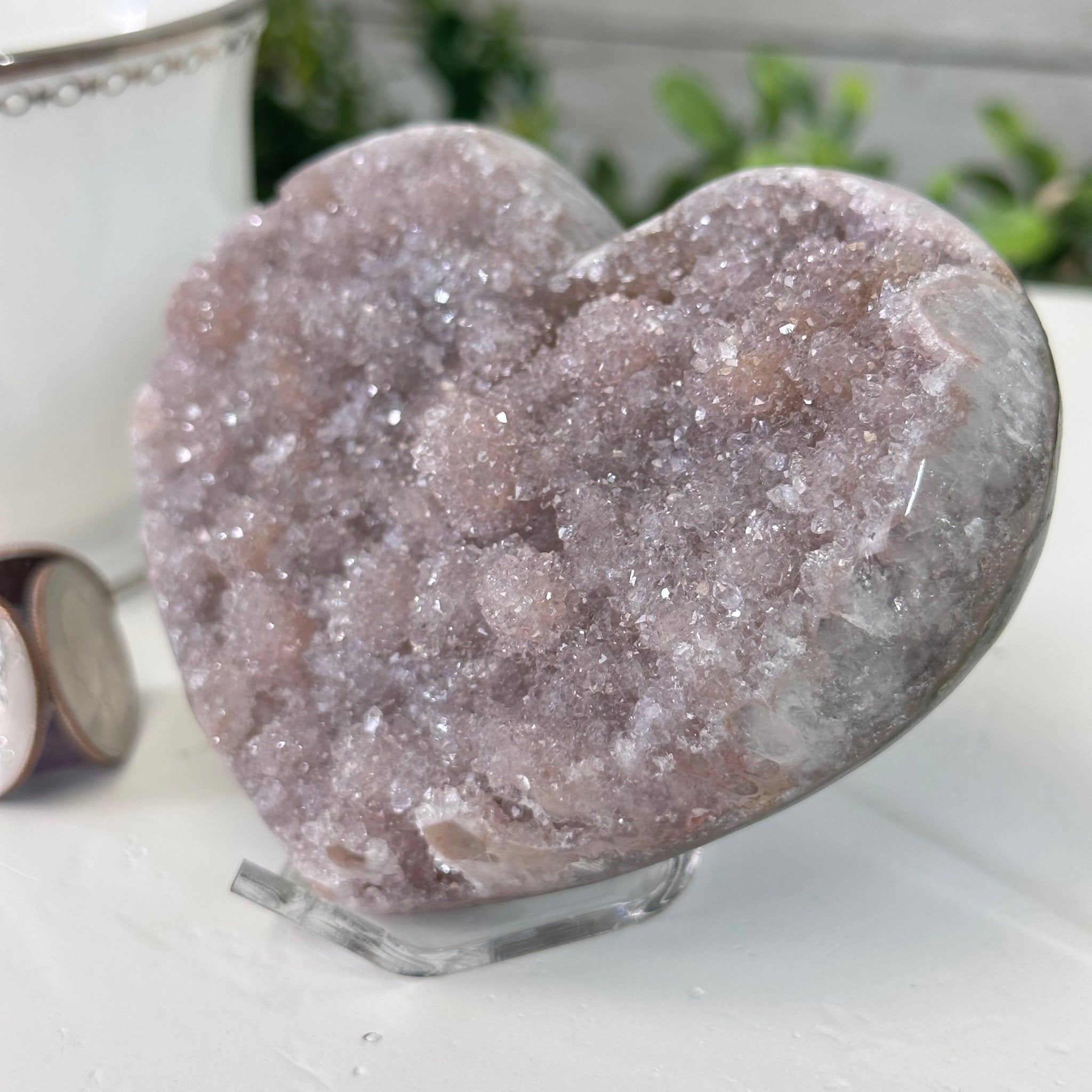 Extra Quality Amethyst Heart Geode on an Acrylic Stand, 0.91 lbs & 2.7" Tall #5462-0051 by Brazil Gems - Brazil GemsBrazil GemsExtra Quality Amethyst Heart Geode on an Acrylic Stand, 0.91 lbs & 2.7" Tall #5462-0051 by Brazil GemsHearts5462-0051