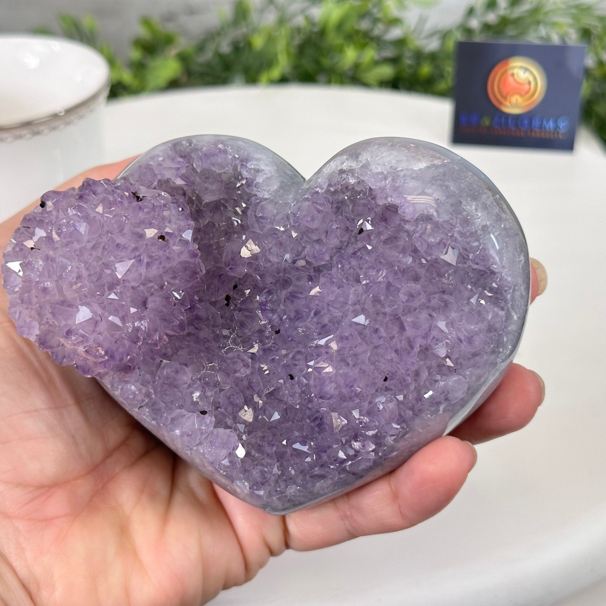Extra Quality Amethyst Heart Geode on an Acrylic Stand 1.65 lbs & 3.25" Tall #5462-0098 by Brazil Gems - Brazil GemsBrazil GemsExtra Quality Amethyst Heart Geode on an Acrylic Stand 1.65 lbs & 3.25" Tall #5462-0098 by Brazil GemsHearts5462-0098
