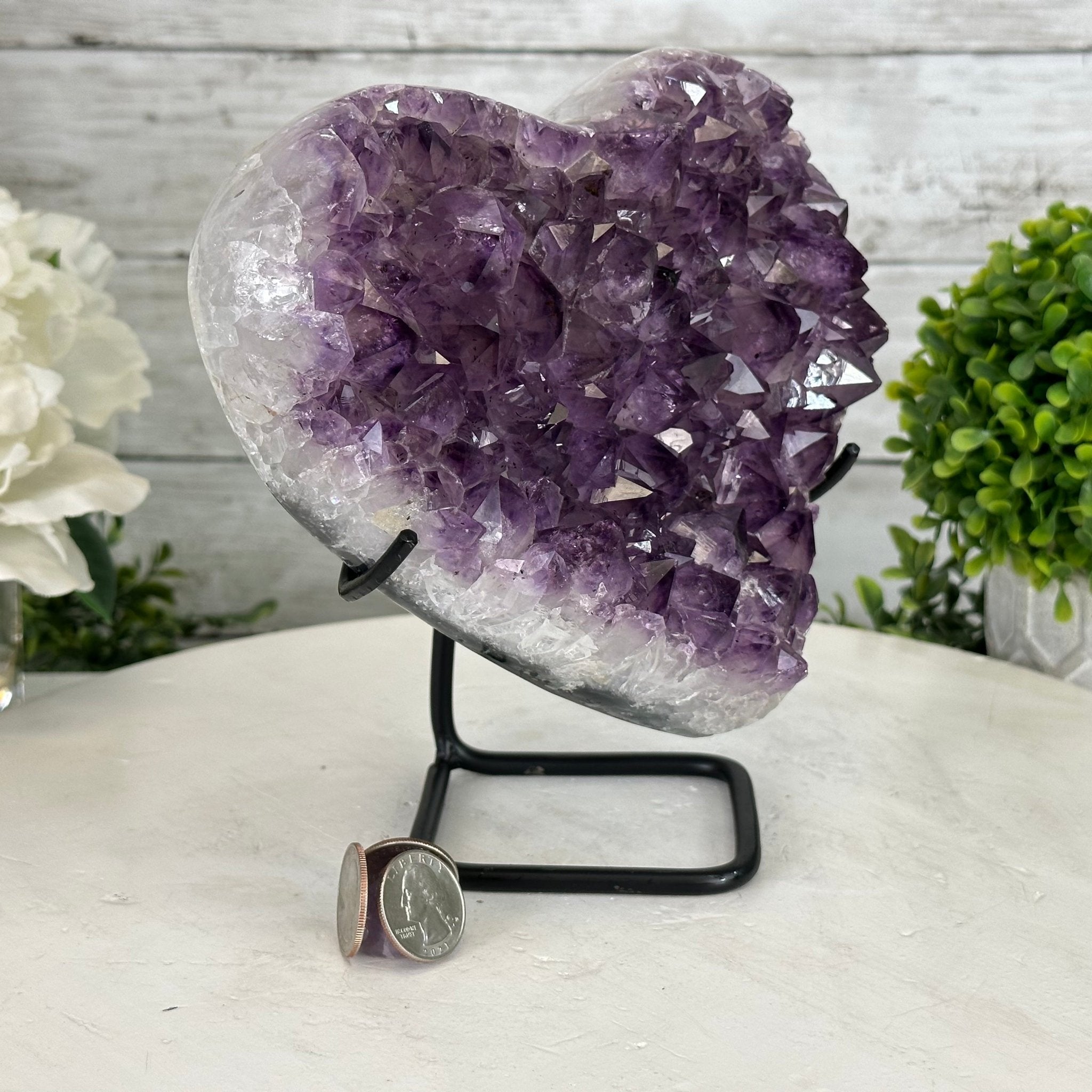 Extra Quality Amethyst Heart Geode w/ metal stand, 5.8 lbs & 7.2" Tall #5463-0290 - Brazil GemsBrazil GemsExtra Quality Amethyst Heart Geode w/ metal stand, 5.8 lbs & 7.2" Tall #5463-0290Hearts5463-0290