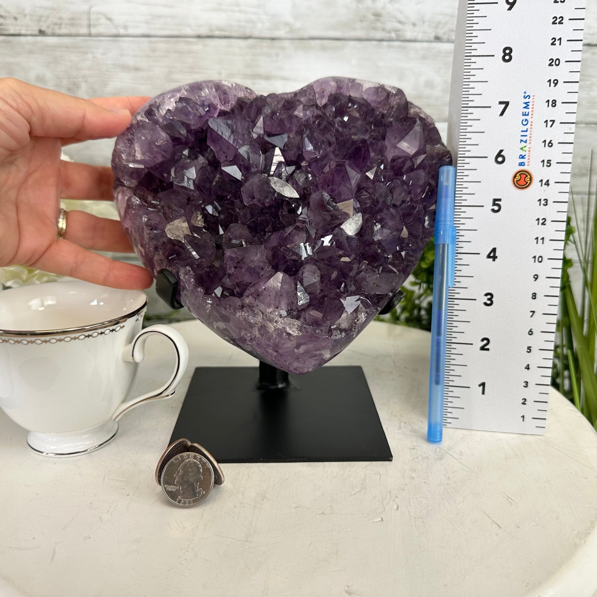 Extra Quality Amethyst Heart Geode w/ metal stand, 7.1 lbs & 8" Tall #5463-0292 - Brazil GemsBrazil GemsExtra Quality Amethyst Heart Geode w/ metal stand, 7.1 lbs & 8" Tall #5463-0292Hearts5463-0292
