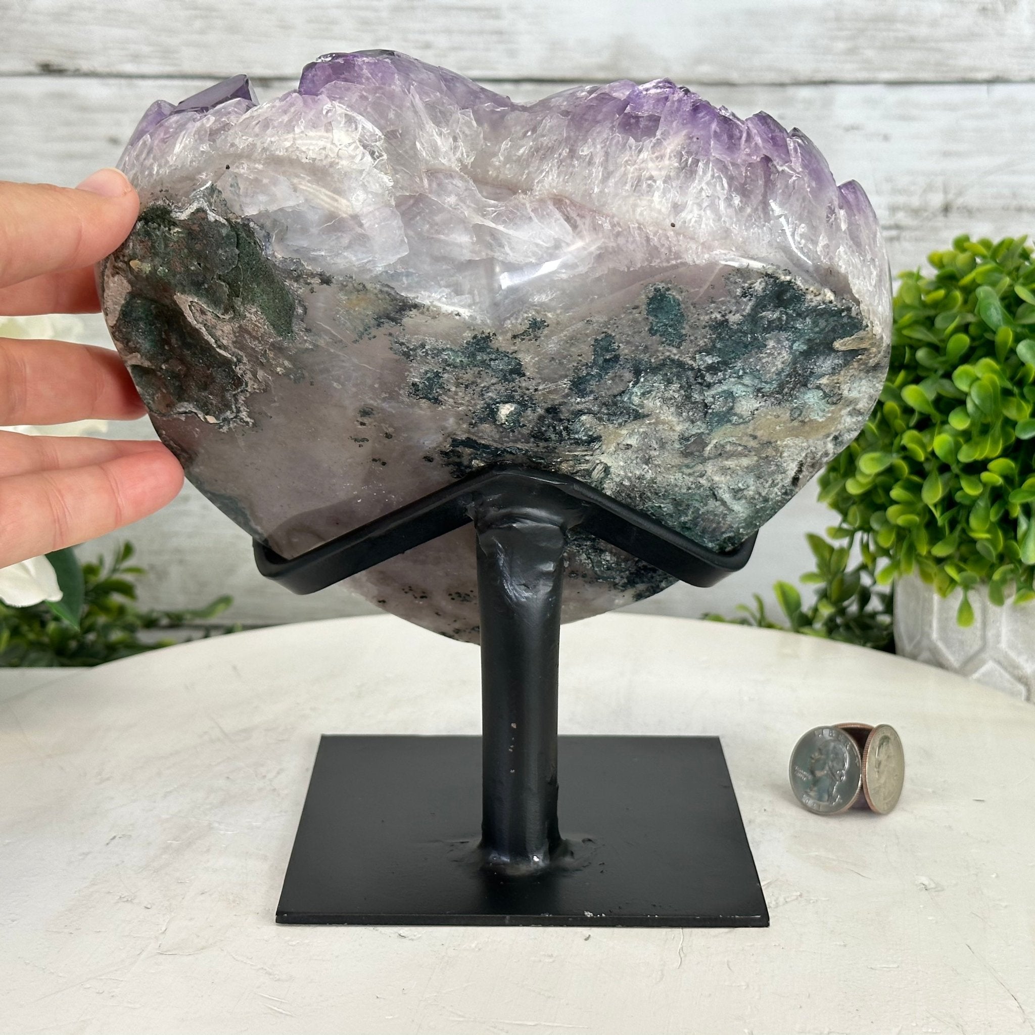Extra Quality Amethyst Heart Geode w/ metal stand, 8.7 lbs & 8" Tall #5463-0293 - Brazil GemsBrazil GemsExtra Quality Amethyst Heart Geode w/ metal stand, 8.7 lbs & 8" Tall #5463-0293Hearts5463-0293