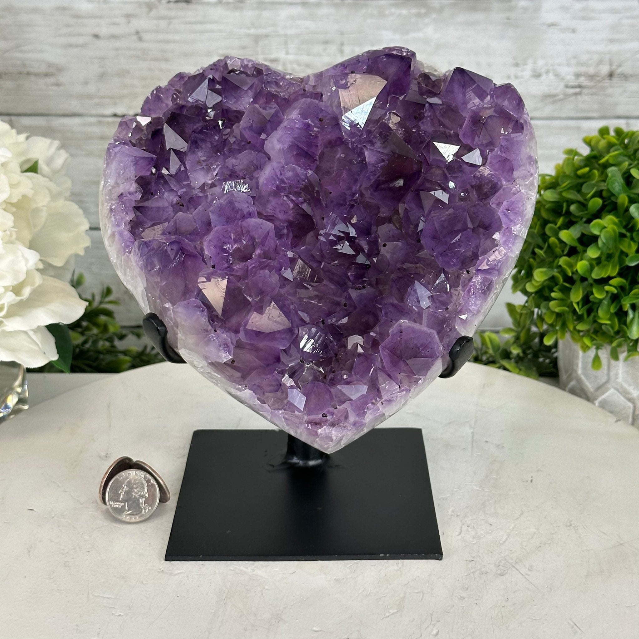 Extra Quality Amethyst Heart Geode w/ metal stand, 8.7 lbs & 8" Tall #5463-0293 - Brazil GemsBrazil GemsExtra Quality Amethyst Heart Geode w/ metal stand, 8.7 lbs & 8" Tall #5463-0293Hearts5463-0293