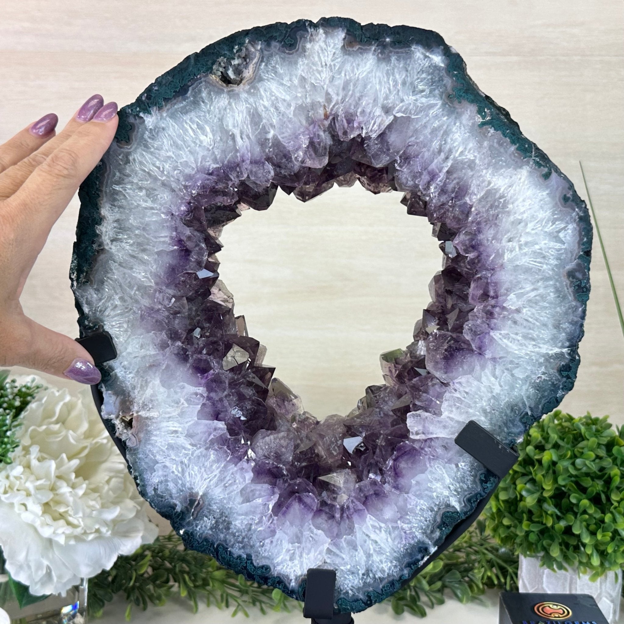 Extra Quality Amethyst Portal, Metal Stand, 19.6 lbs & 16.9" Tall #5604 - 0121 - Brazil GemsBrazil GemsExtra Quality Amethyst Portal, Metal Stand, 19.6 lbs & 16.9" Tall #5604 - 0121Portals on Rotating Bases5604 - 0121