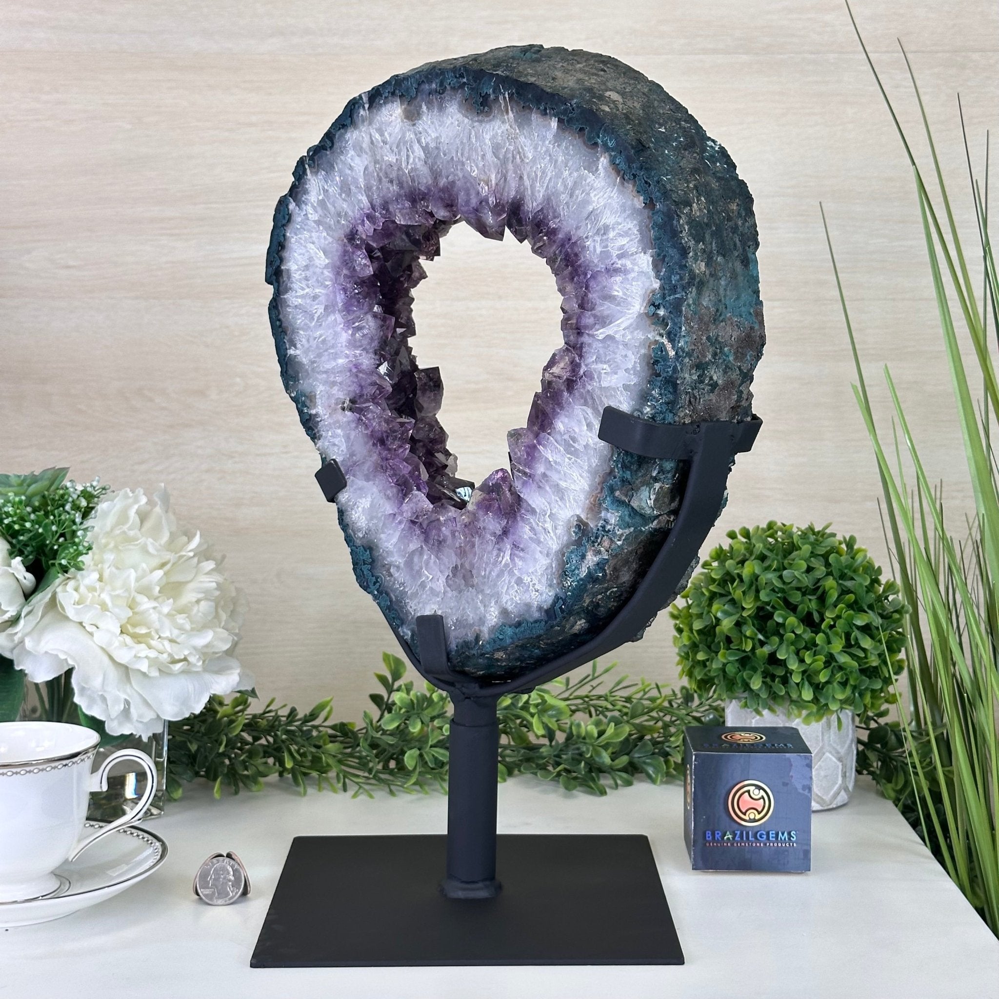 Extra Quality Amethyst Portal, Metal Stand, 19.6 lbs & 16.9" Tall #5604 - 0121 - Brazil GemsBrazil GemsExtra Quality Amethyst Portal, Metal Stand, 19.6 lbs & 16.9" Tall #5604 - 0121Portals on Rotating Bases5604 - 0121