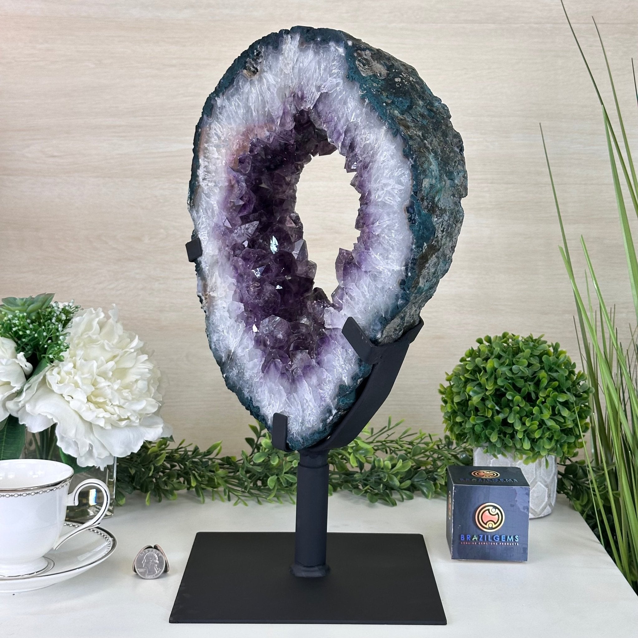 Extra Quality Amethyst Portal, Metal Stand, 19.6 lbs & 16.9" Tall #5604 - 0121 - Brazil GemsBrazil GemsExtra Quality Amethyst Portal, Metal Stand, 19.6 lbs & 16.9" Tall #5604 - 0121Portals on Rotating Bases5604 - 0121