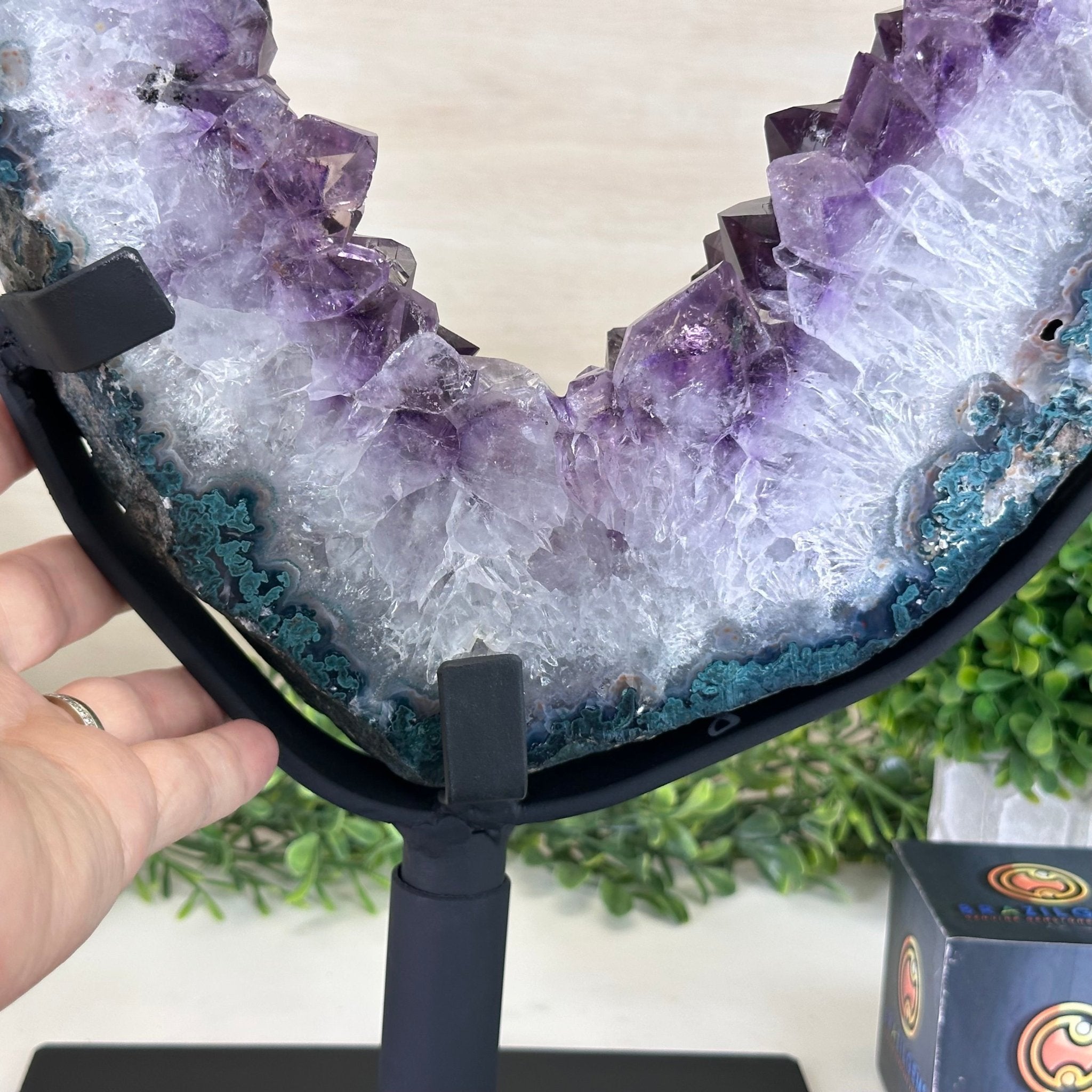 Extra Quality Amethyst Portal, Metal Stand, 19.6 lbs & 16.9" Tall #5604 - 0121 - Brazil GemsBrazil GemsExtra Quality Amethyst Portal, Metal Stand, 19.6 lbs & 16.9" Tall #5604 - 0121Portals on Rotating Bases5604 - 0121