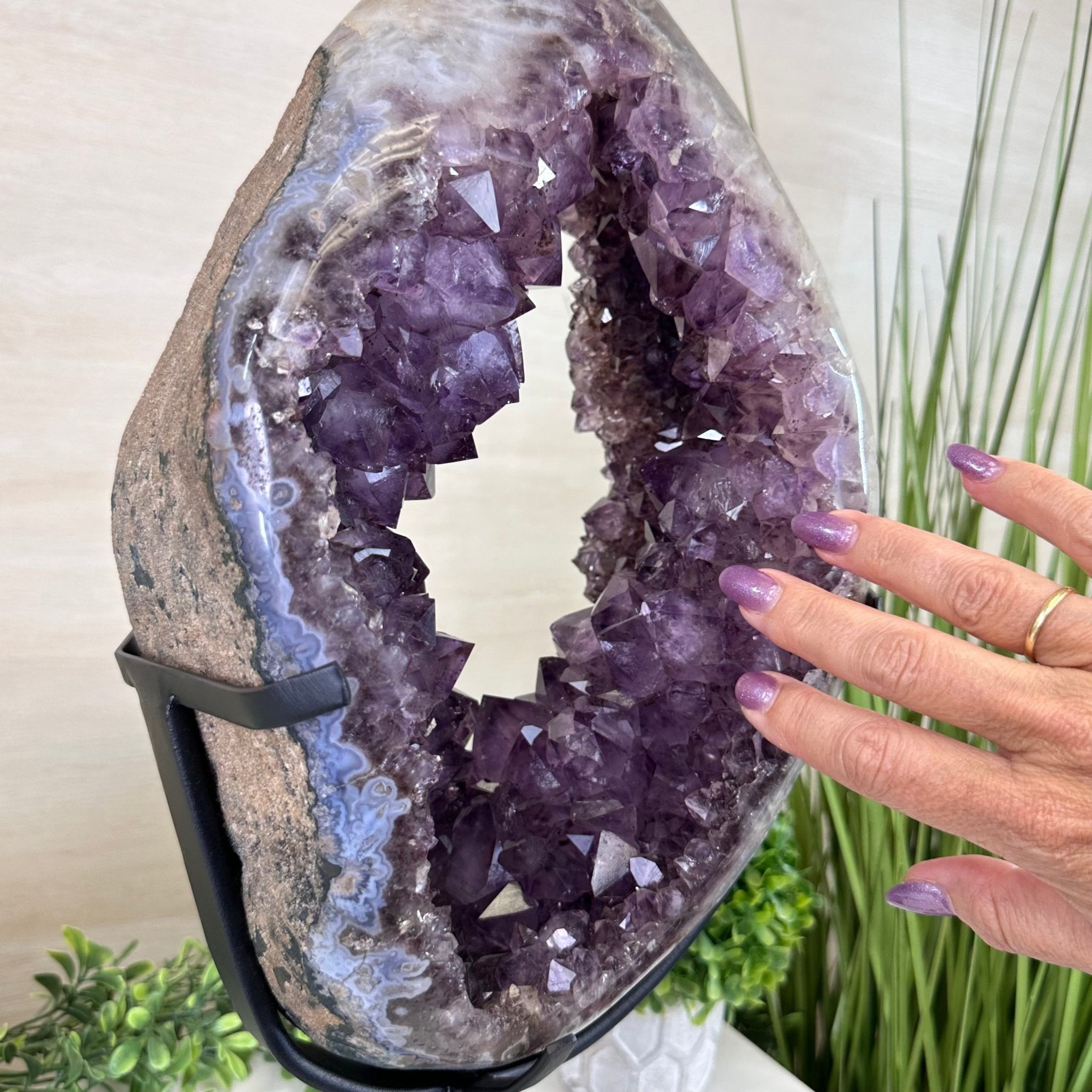 Extra Quality Amethyst Portal, Metal Stand, 21.9 lbs & 18.2" Tall #5604 - 0112 - Brazil GemsBrazil GemsExtra Quality Amethyst Portal, Metal Stand, 21.9 lbs & 18.2" Tall #5604 - 0112Portals on Rotating Bases5604 - 0112