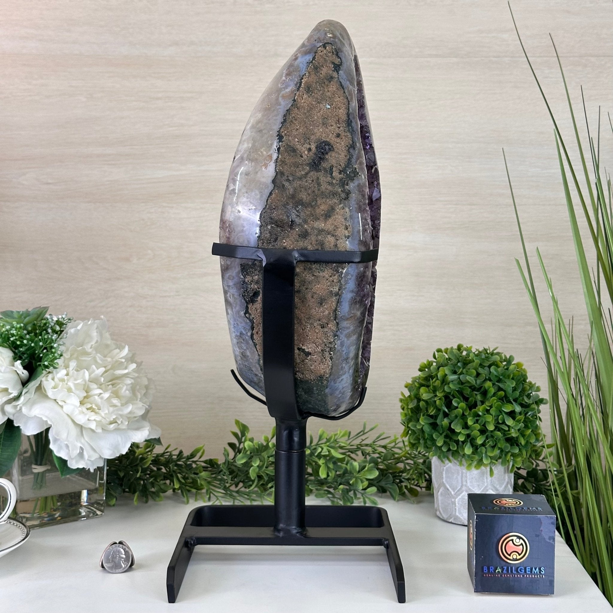 Extra Quality Amethyst Portal, Metal Stand, 21.9 lbs & 18.2" Tall #5604 - 0112 - Brazil GemsBrazil GemsExtra Quality Amethyst Portal, Metal Stand, 21.9 lbs & 18.2" Tall #5604 - 0112Portals on Rotating Bases5604 - 0112