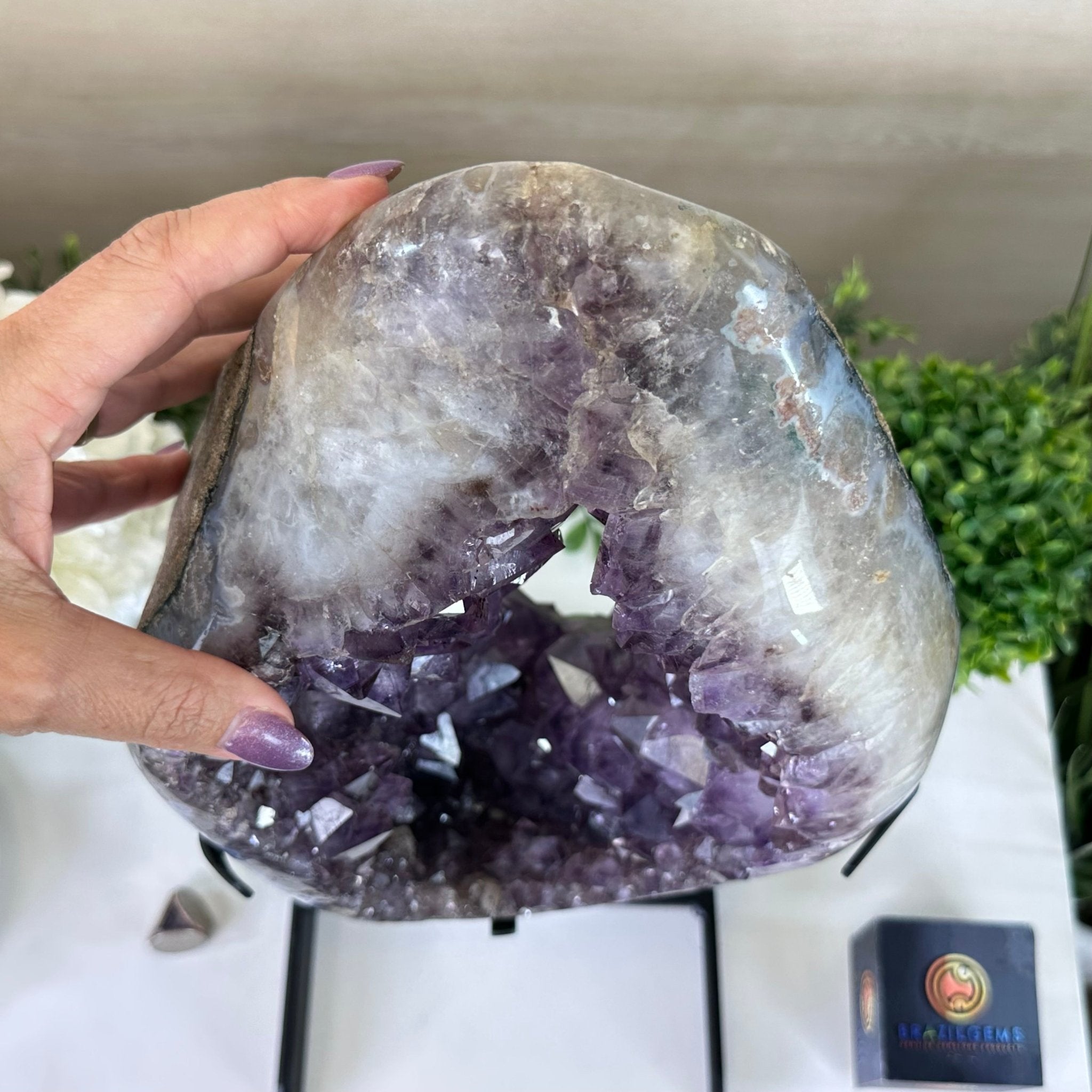 Extra Quality Amethyst Portal, Metal Stand, 21.9 lbs & 18.2" Tall #5604 - 0112 - Brazil GemsBrazil GemsExtra Quality Amethyst Portal, Metal Stand, 21.9 lbs & 18.2" Tall #5604 - 0112Portals on Rotating Bases5604 - 0112