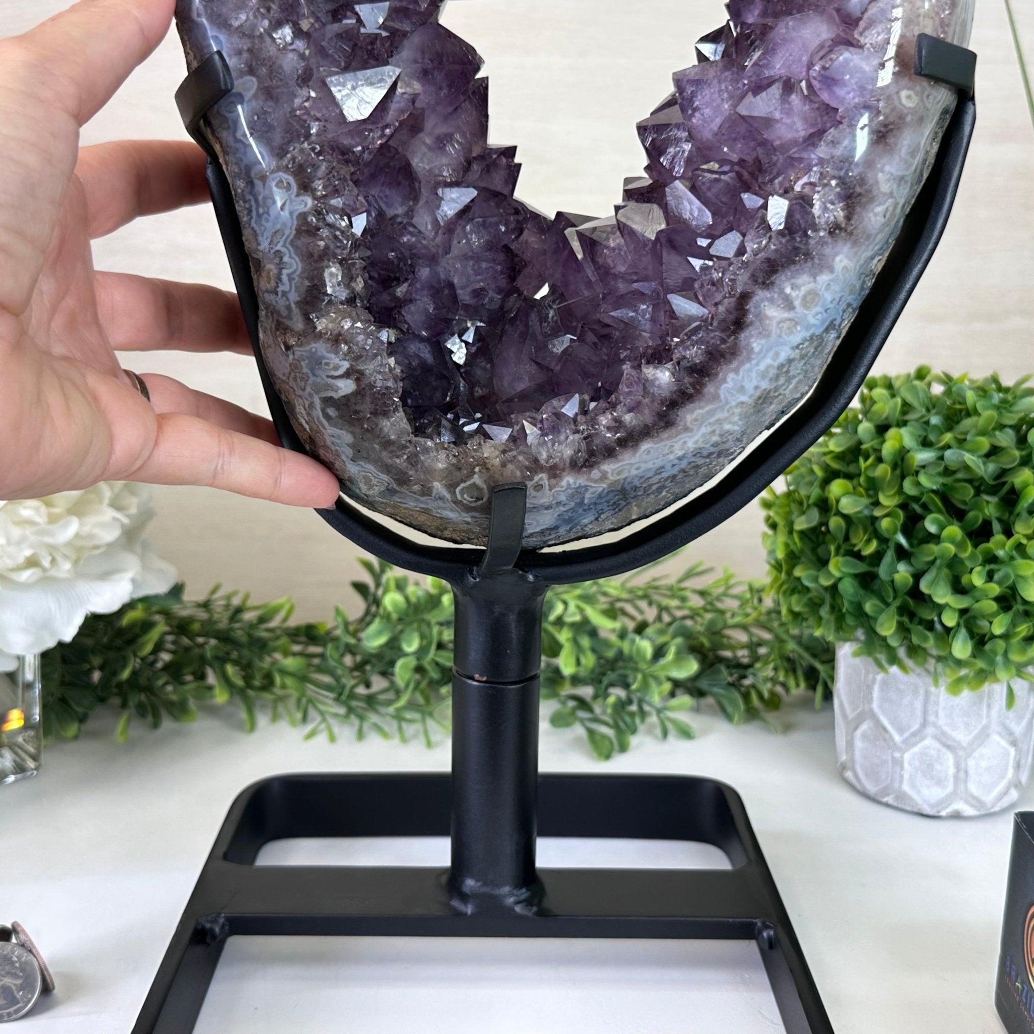 Extra Quality Amethyst Portal, Metal Stand, 21.9 lbs & 18.2" Tall #5604 - 0112 - Brazil GemsBrazil GemsExtra Quality Amethyst Portal, Metal Stand, 21.9 lbs & 18.2" Tall #5604 - 0112Portals on Rotating Bases5604 - 0112