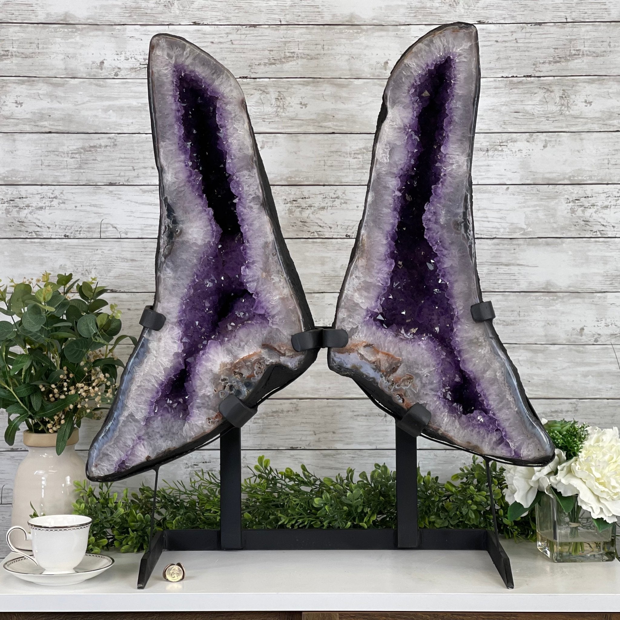 Amethyst Wings on a metal stand Model # 5493-0019 - Brazil Gems