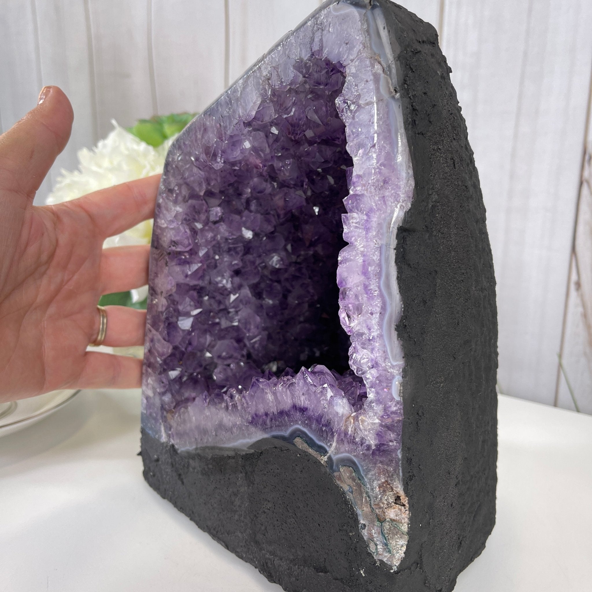 Extra Quality Brazilian Amethyst Cathedral, 9.5” tall & 14.4 lbs #5601-0461 by Brazil Gems - Brazil GemsBrazil GemsExtra Quality Brazilian Amethyst Cathedral, 9.5” tall & 14.4 lbs #5601-0461 by Brazil GemsCathedrals5601-0461