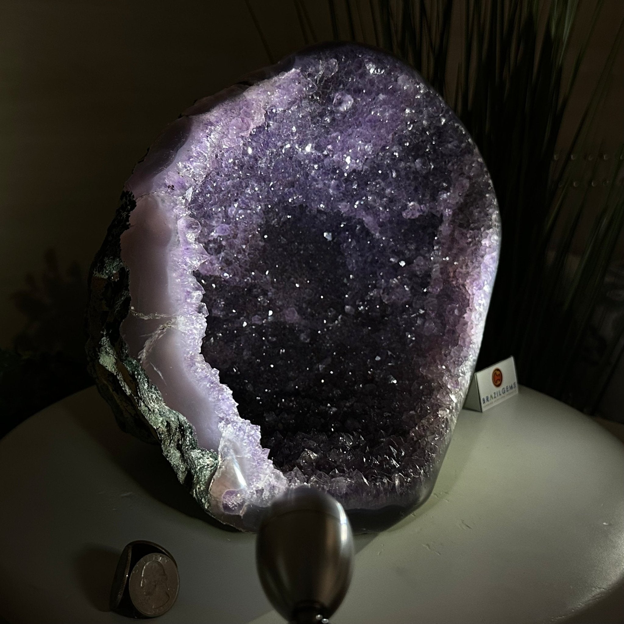 Extra Quality Brazilian Amethyst Cone, 11.8 lbs & 9" Tall 5619AM - 013 - Brazil GemsBrazil GemsExtra Quality Brazilian Amethyst Cone, 11.8 lbs & 9" Tall 5619AM - 013Crystal Cones5619AM - 013