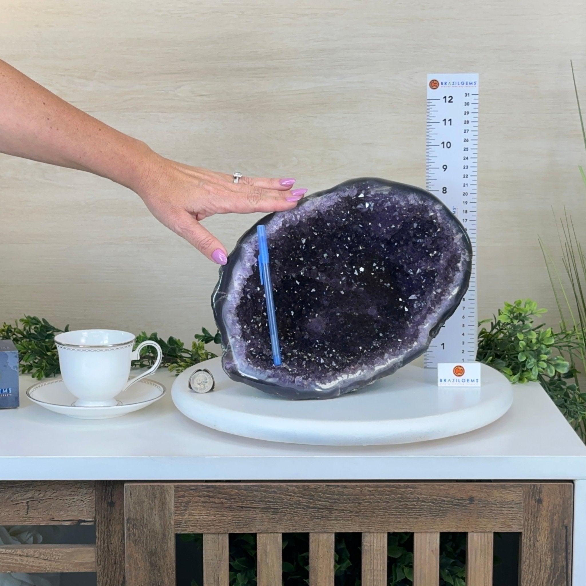 Extra Quality Brazilian Amethyst Cone, 11.8 lbs & 9" Tall 5619AM - 013 - Brazil GemsBrazil GemsExtra Quality Brazilian Amethyst Cone, 11.8 lbs & 9" Tall 5619AM - 013Crystal Cones5619AM - 013