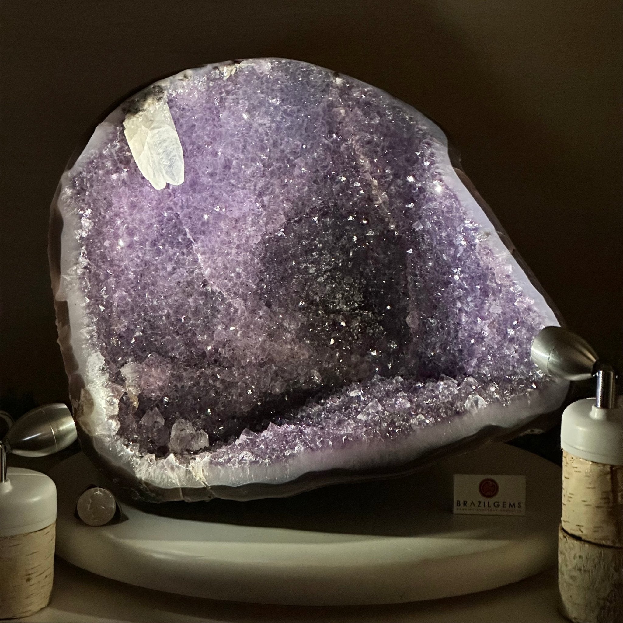 Extra Quality Brazilian Amethyst Cone, 25.7 lbs & 11.2" Tall 5619AM - 017 - Brazil GemsBrazil GemsExtra Quality Brazilian Amethyst Cone, 25.7 lbs & 11.2" Tall 5619AM - 017Crystal Cones5619AM - 017