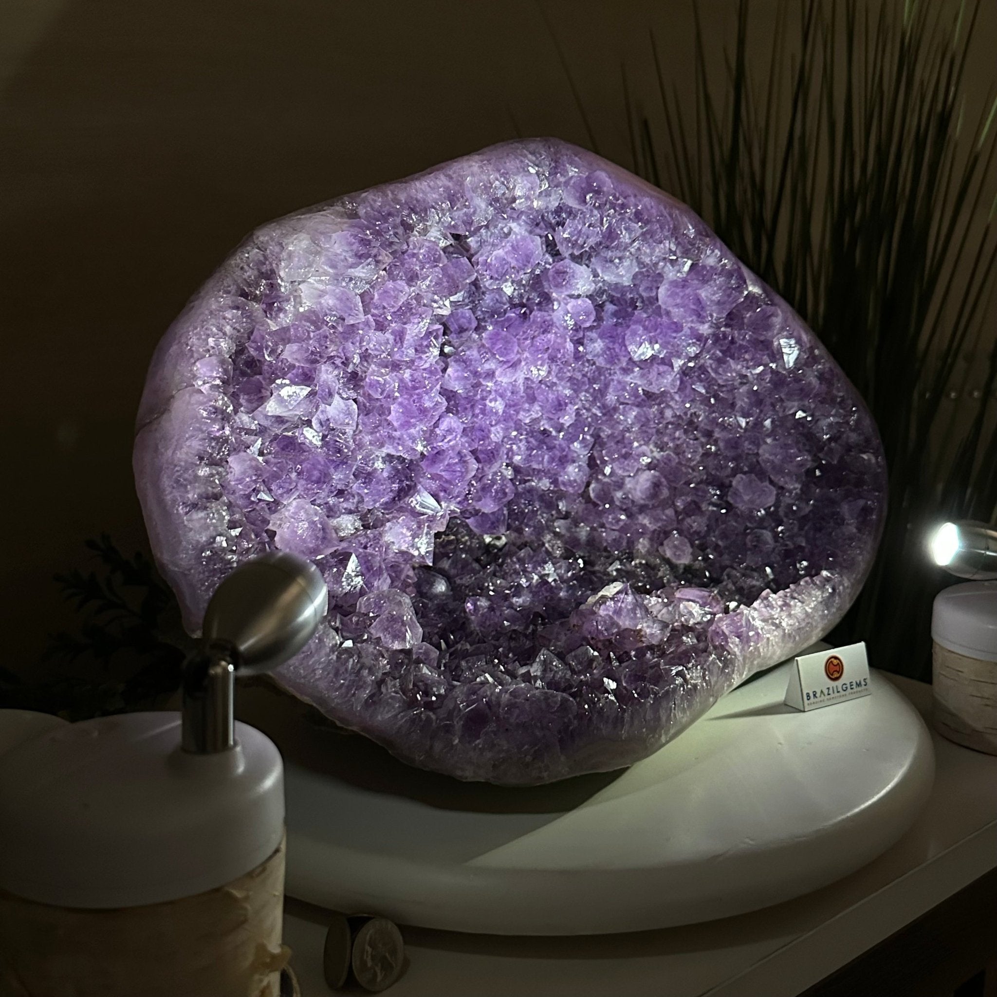 Extra Quality Brazilian Amethyst Cone, 28.7 lbs & 10.8" Tall 5619AM - 018 - Brazil GemsBrazil GemsExtra Quality Brazilian Amethyst Cone, 28.7 lbs & 10.8" Tall 5619AM - 018Crystal Cones5619AM - 018