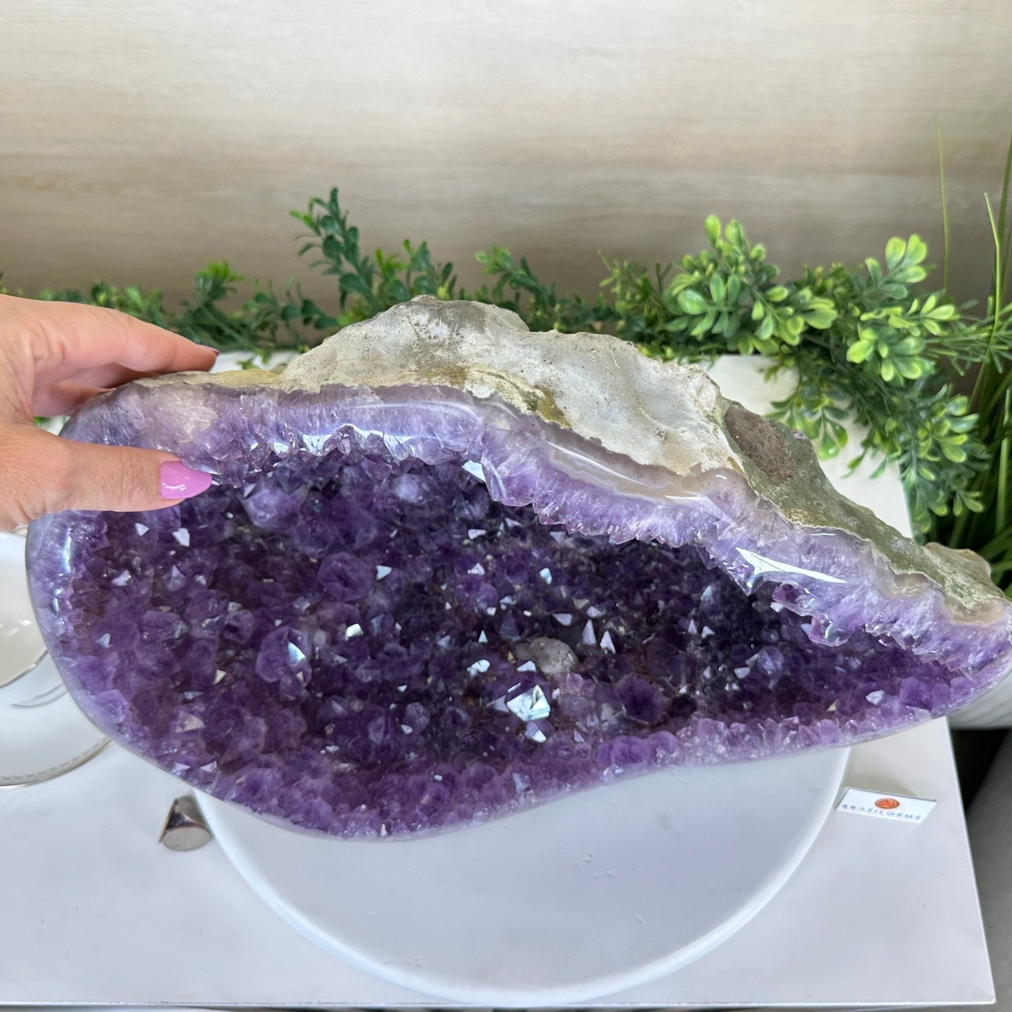 Extra Quality Brazilian Amethyst Cone, 28.7 lbs & 10.8" Tall 5619AM - 018 - Brazil GemsBrazil GemsExtra Quality Brazilian Amethyst Cone, 28.7 lbs & 10.8" Tall 5619AM - 018Crystal Cones5619AM - 018