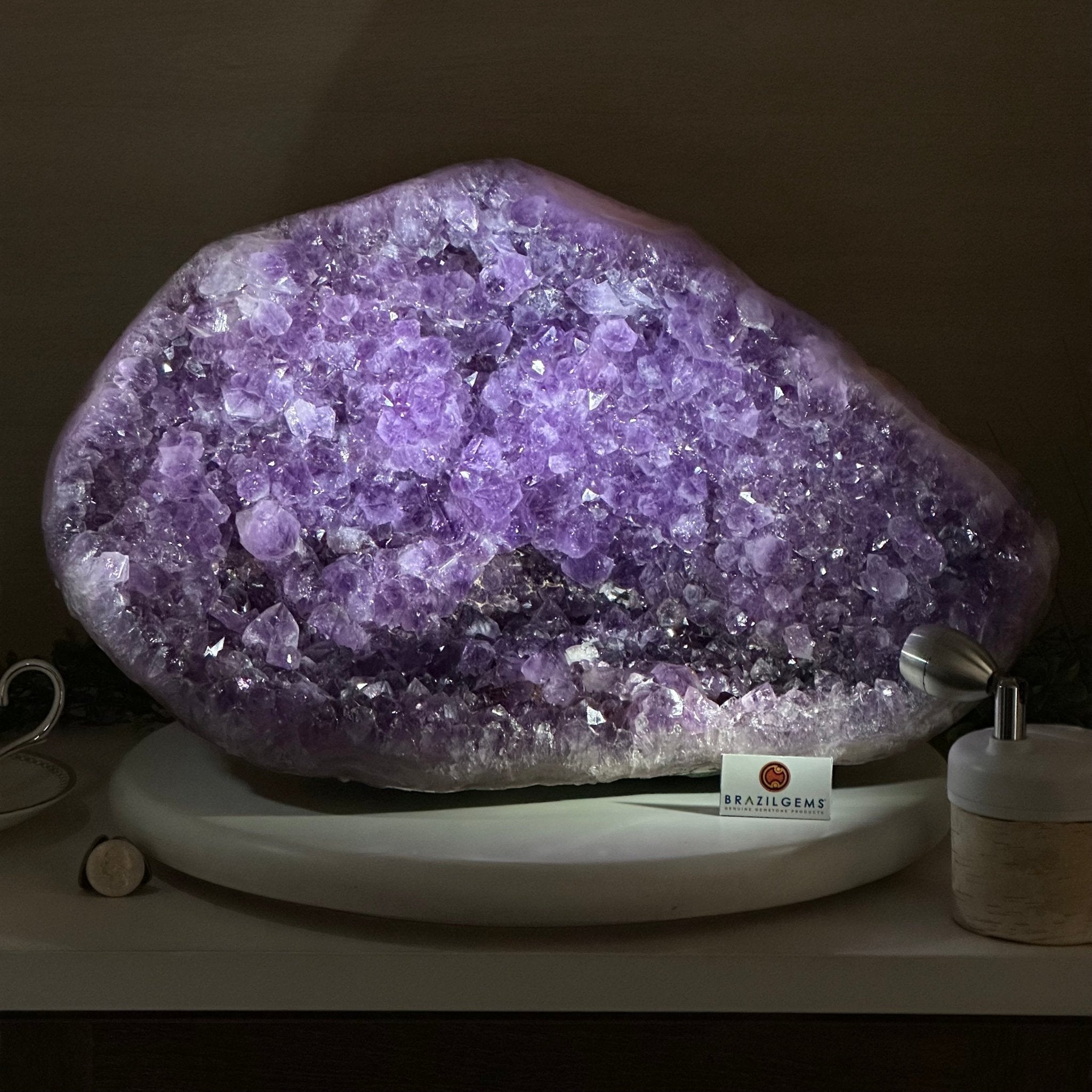 Extra Quality Brazilian Amethyst Cone, 28.7 lbs & 10.8" Tall 5619AM - 018 - Brazil GemsBrazil GemsExtra Quality Brazilian Amethyst Cone, 28.7 lbs & 10.8" Tall 5619AM - 018Crystal Cones5619AM - 018