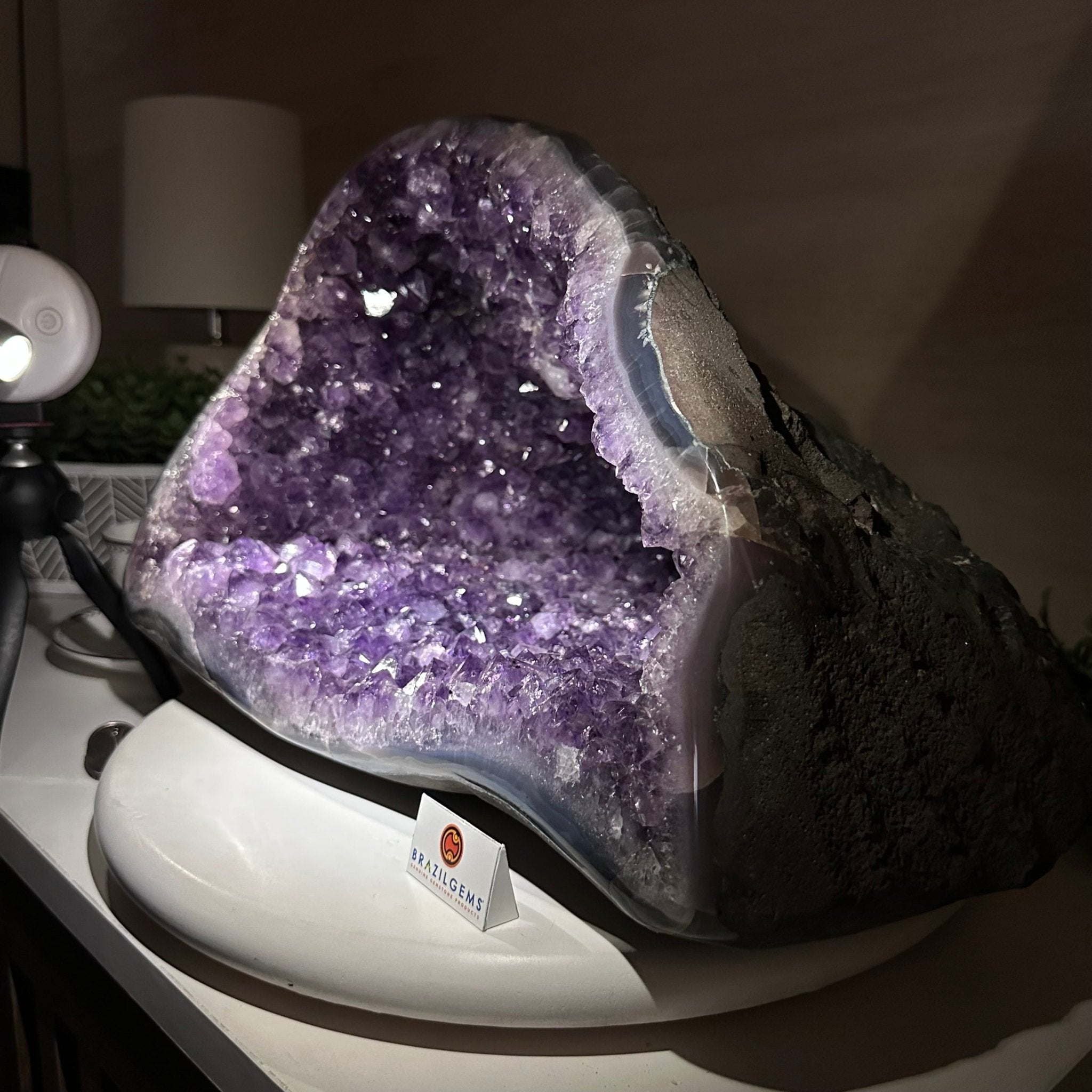 Extra Quality Brazilian Amethyst Cone, 40.9 lbs & 10.4" Tall 5619AM - 022 - Brazil GemsBrazil GemsExtra Quality Brazilian Amethyst Cone, 40.9 lbs & 10.4" Tall 5619AM - 022Crystal Cones5619AM - 022