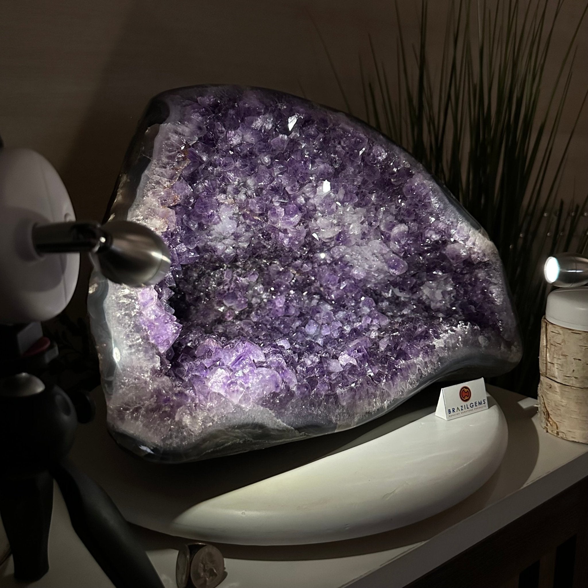 Extra Quality Brazilian Amethyst Cone, 40.9 lbs & 10.4" Tall 5619AM - 022 - Brazil GemsBrazil GemsExtra Quality Brazilian Amethyst Cone, 40.9 lbs & 10.4" Tall 5619AM - 022Crystal Cones5619AM - 022