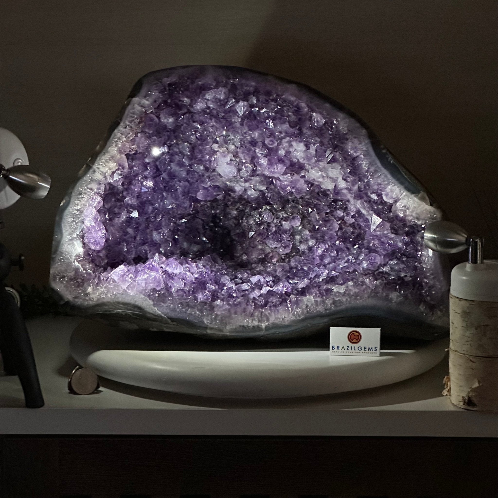 Extra Quality Brazilian Amethyst Cone, 40.9 lbs & 10.4" Tall 5619AM - 022 - Brazil GemsBrazil GemsExtra Quality Brazilian Amethyst Cone, 40.9 lbs & 10.4" Tall 5619AM - 022Crystal Cones5619AM - 022