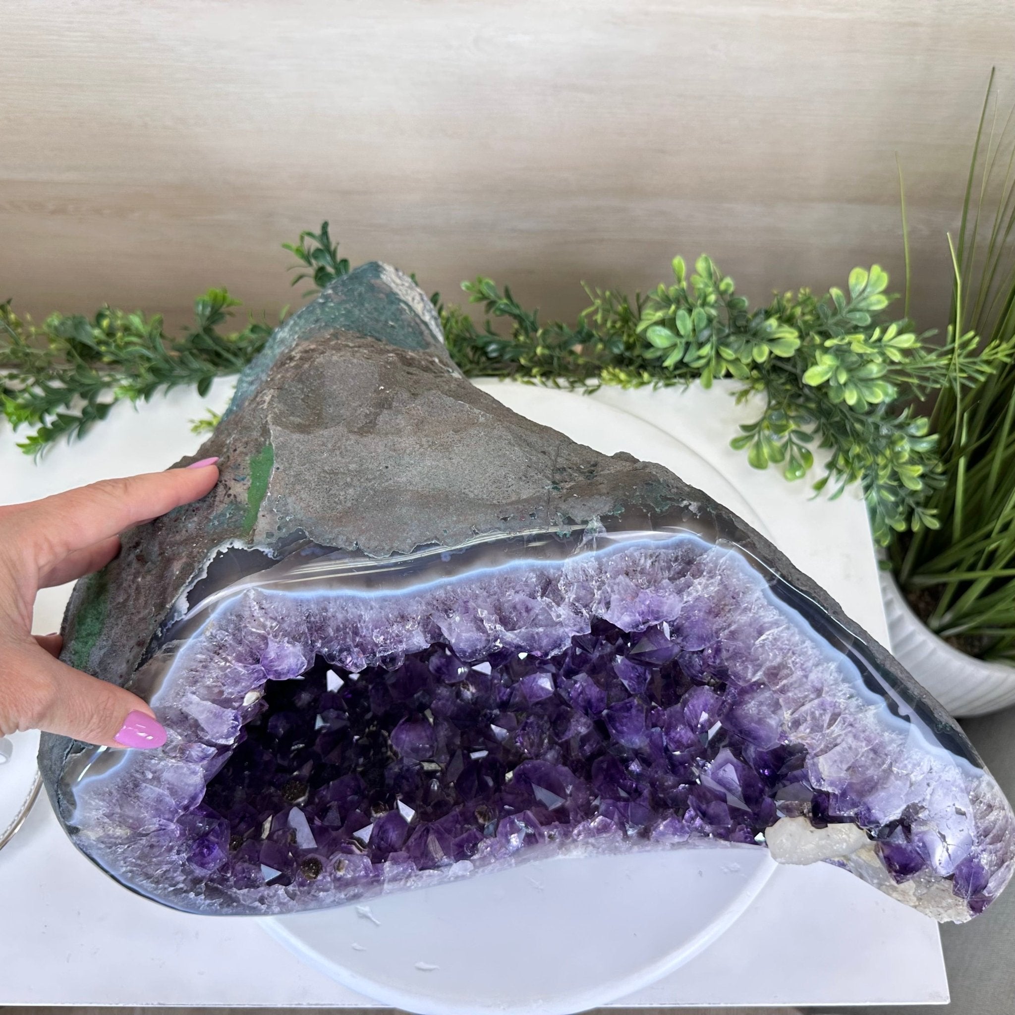 Extra Quality Brazilian Amethyst Cone, 46.4 lbs & 8.2" Tall 5619AM - 023 - Brazil GemsBrazil GemsExtra Quality Brazilian Amethyst Cone, 46.4 lbs & 8.2" Tall 5619AM - 023Crystal Cones5619AM - 023