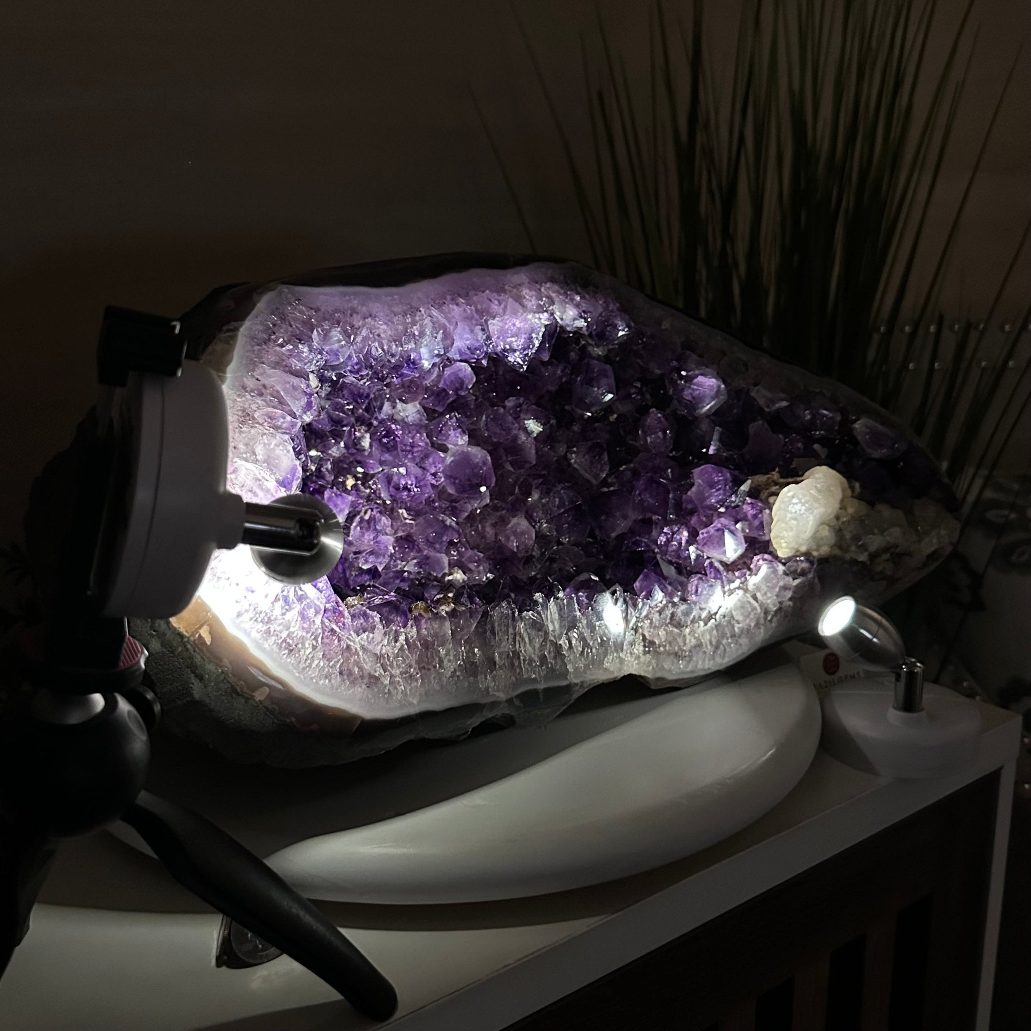 Extra Quality Brazilian Amethyst Cone, 46.4 lbs & 8.2" Tall 5619AM - 023 - Brazil GemsBrazil GemsExtra Quality Brazilian Amethyst Cone, 46.4 lbs & 8.2" Tall 5619AM - 023Crystal Cones5619AM - 023