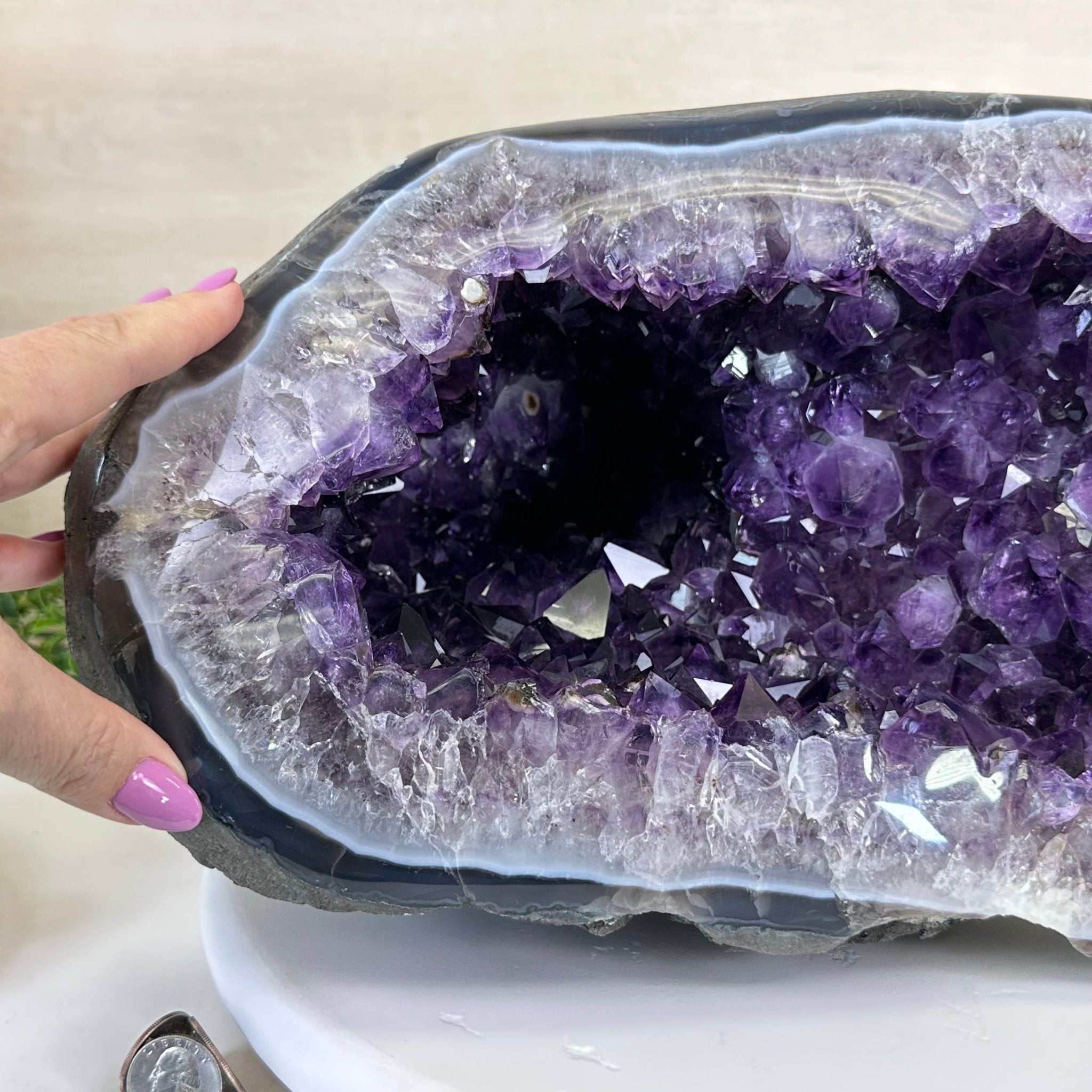 Extra Quality Brazilian Amethyst Cone, 46.4 lbs & 8.2" Tall 5619AM - 023 - Brazil GemsBrazil GemsExtra Quality Brazilian Amethyst Cone, 46.4 lbs & 8.2" Tall 5619AM - 023Crystal Cones5619AM - 023