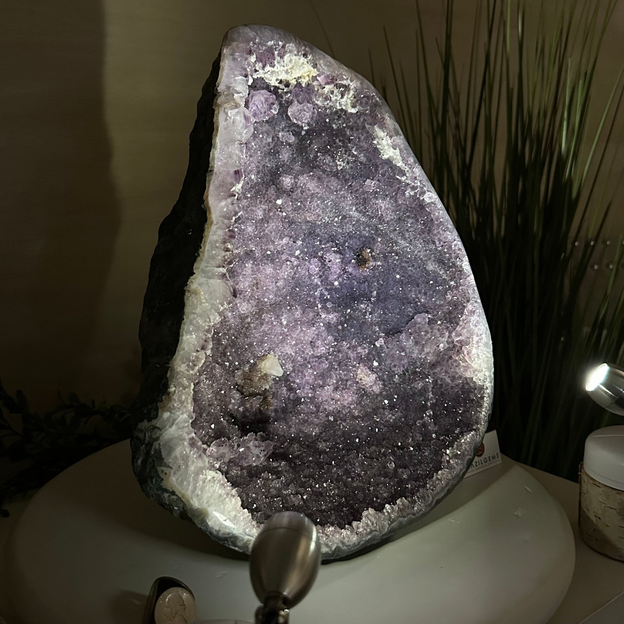 Extra Quality Brazilian Amethyst Cone, 9.9 lbs & 12.5" Tall, Model 5619AM - 012 - Brazil GemsBrazil GemsExtra Quality Brazilian Amethyst Cone, 9.9 lbs & 12.5" Tall, Model 5619AM - 012Crystal Cones5619AM - 012