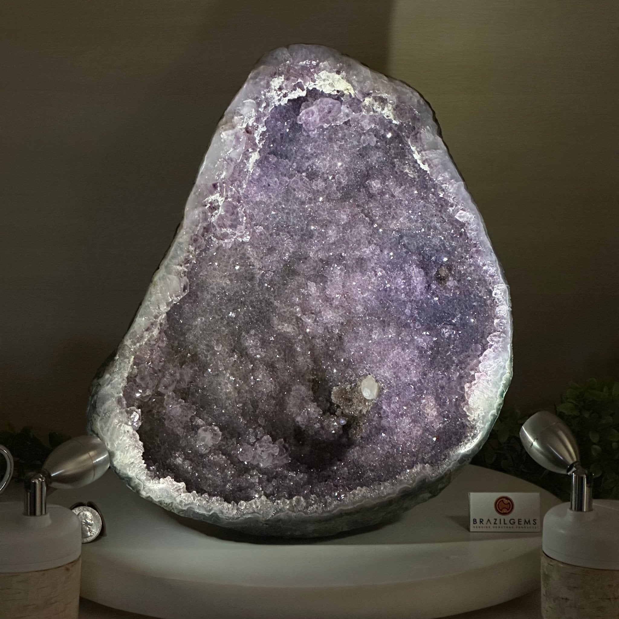 Extra Quality Brazilian Amethyst Cone, 9.9 lbs & 12.5" Tall, Model 5619AM - 012 - Brazil GemsBrazil GemsExtra Quality Brazilian Amethyst Cone, 9.9 lbs & 12.5" Tall, Model 5619AM - 012Crystal Cones5619AM - 012