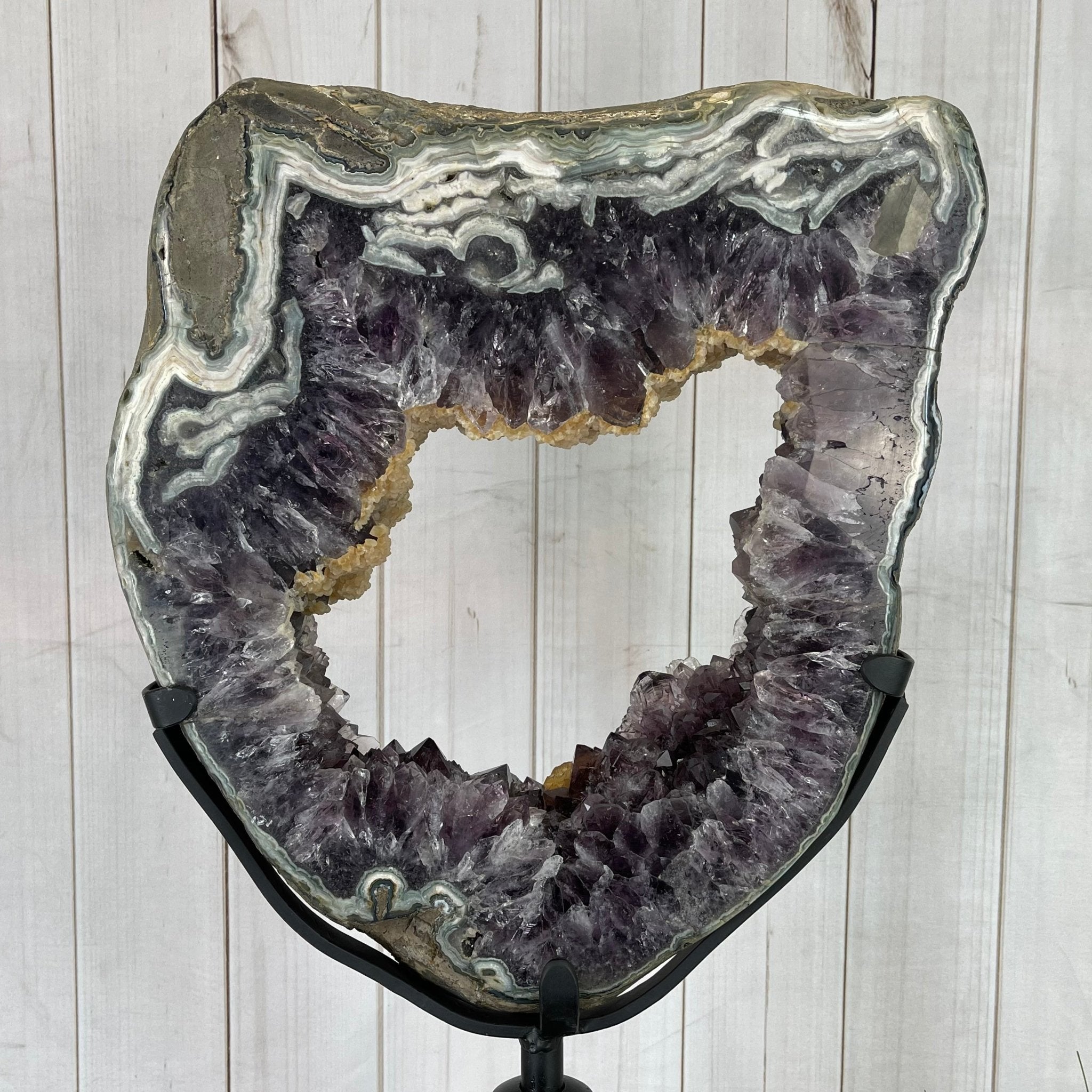 Extra Quality Brazilian Amethyst Crystal Portal on a Tall Rotating Stand, 92.6 lbs & 70.75" tall Model #5604-0105 by Brazil Gems - Brazil GemsBrazil GemsExtra Quality Brazilian Amethyst Crystal Portal on a Tall Rotating Stand, 92.6 lbs & 70.75" tall Model #5604-0105 by Brazil GemsPortals on Rotating Bases5604-0105