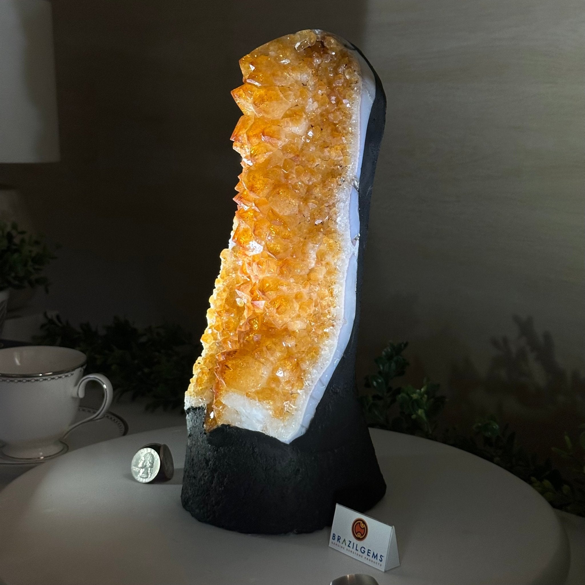 Extra Quality Citrine Cluster on Cement Base, 10.6 lbs and 11.9" Tall 5615 - 0067 - Brazil GemsBrazil GemsExtra Quality Citrine Cluster on Cement Base, 10.6 lbs and 11.9" Tall 5615 - 0067Clusters on Cement Bases5615 - 0067