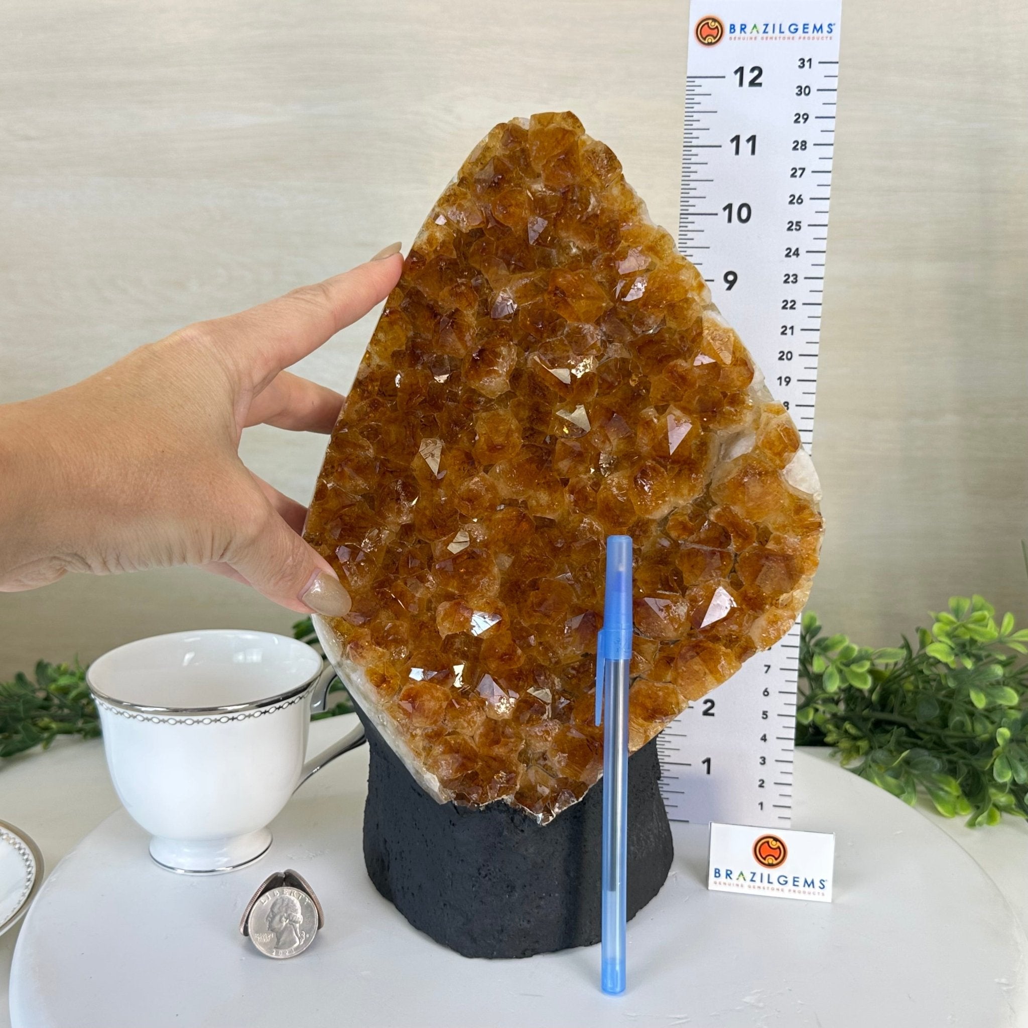 Extra Quality Citrine Cluster on Cement Base, 13.8 lbs and 11.4" Tall 5615 - 0069 - Brazil GemsBrazil GemsExtra Quality Citrine Cluster on Cement Base, 13.8 lbs and 11.4" Tall 5615 - 0069Clusters on Cement Bases5615 - 0069