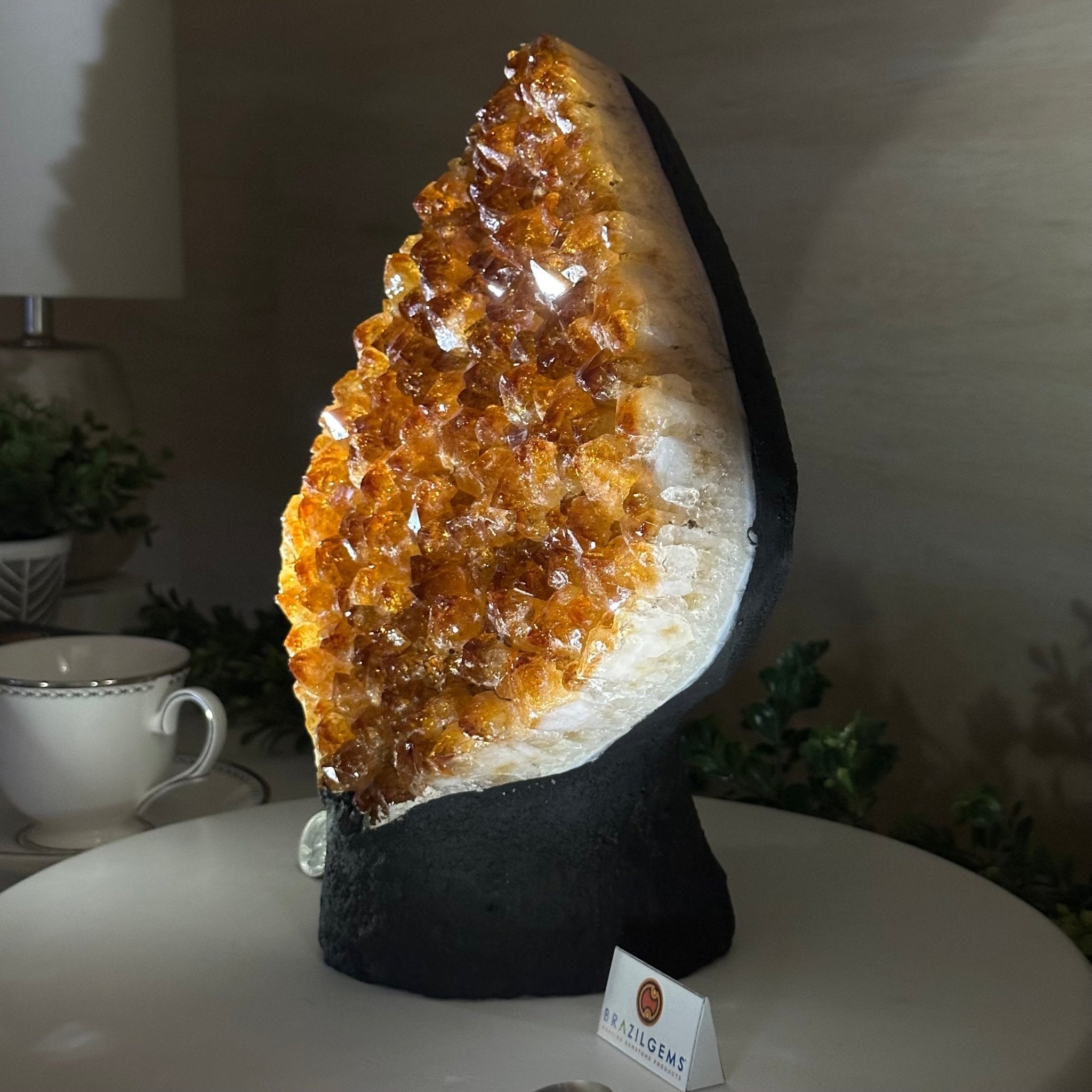 Extra Quality Citrine Cluster on Cement Base, 13.8 lbs and 11.4" Tall 5615 - 0069 - Brazil GemsBrazil GemsExtra Quality Citrine Cluster on Cement Base, 13.8 lbs and 11.4" Tall 5615 - 0069Clusters on Cement Bases5615 - 0069