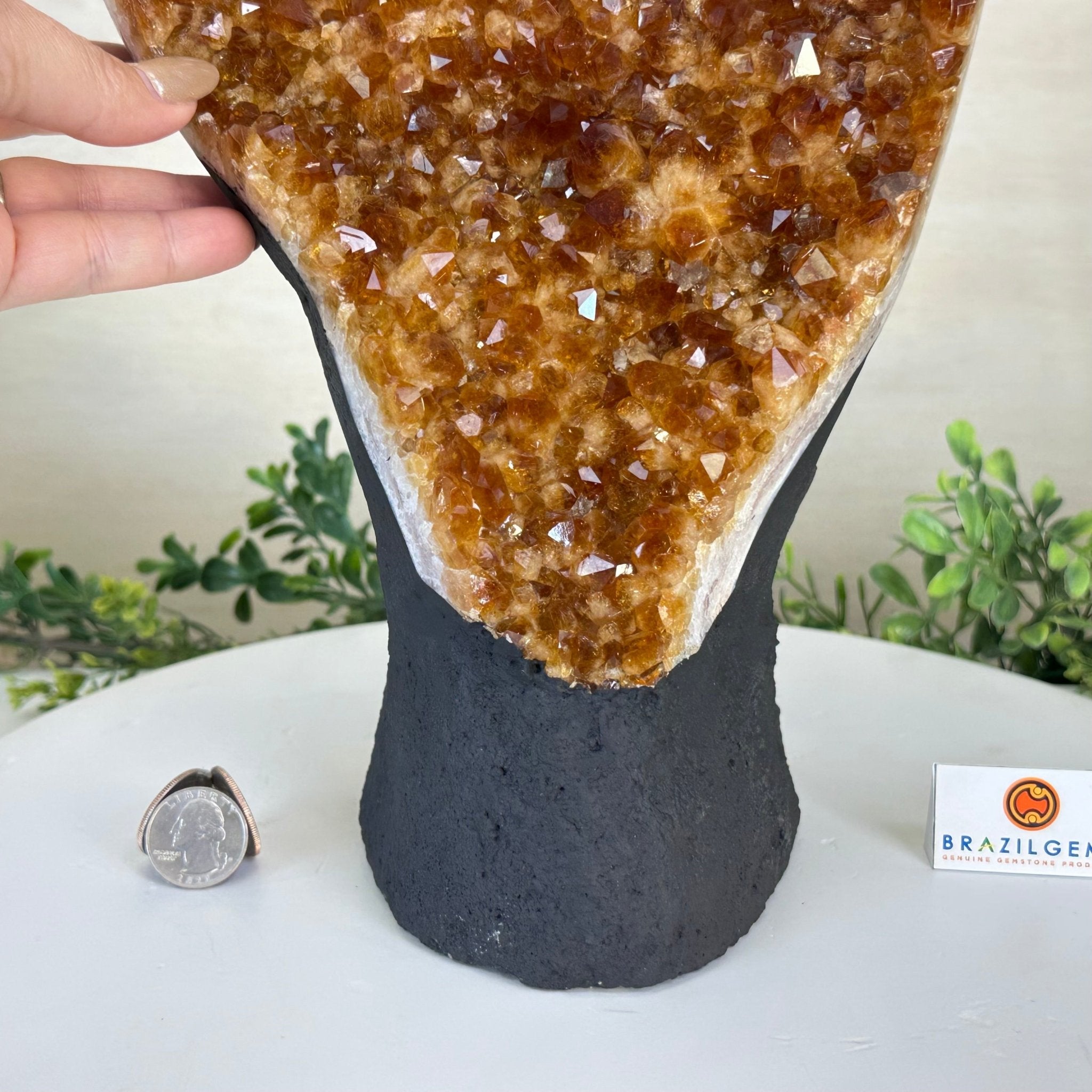 Extra Quality Citrine Cluster on Cement Base, 16.5 lbs and 14.9" Tall 5615 - 0070 - Brazil GemsBrazil GemsExtra Quality Citrine Cluster on Cement Base, 16.5 lbs and 14.9" Tall 5615 - 0070Clusters on Cement Bases5615 - 0070