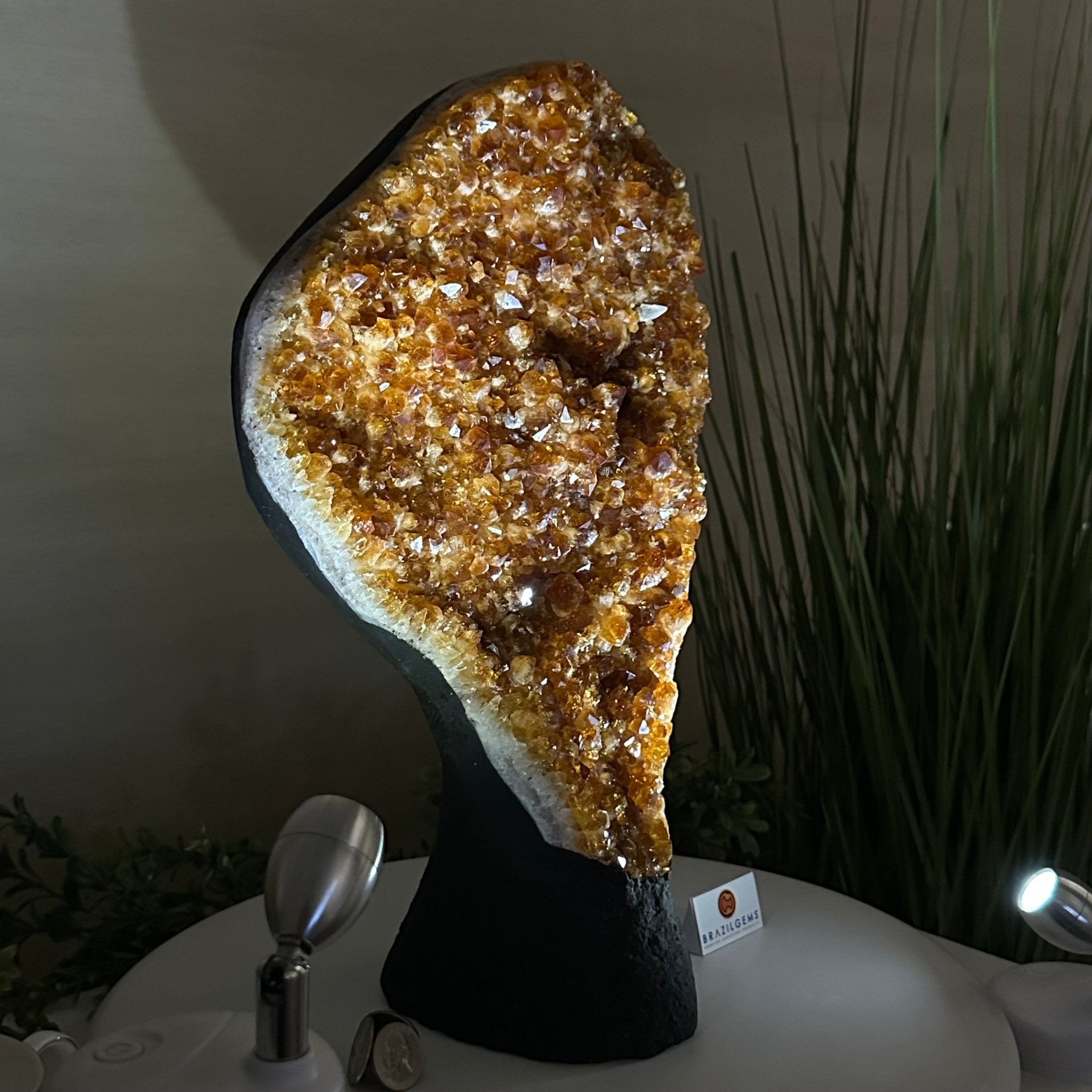 Extra Quality Citrine Cluster on Cement Base, 16.5 lbs and 14.9" Tall 5615 - 0070 - Brazil GemsBrazil GemsExtra Quality Citrine Cluster on Cement Base, 16.5 lbs and 14.9" Tall 5615 - 0070Clusters on Cement Bases5615 - 0070