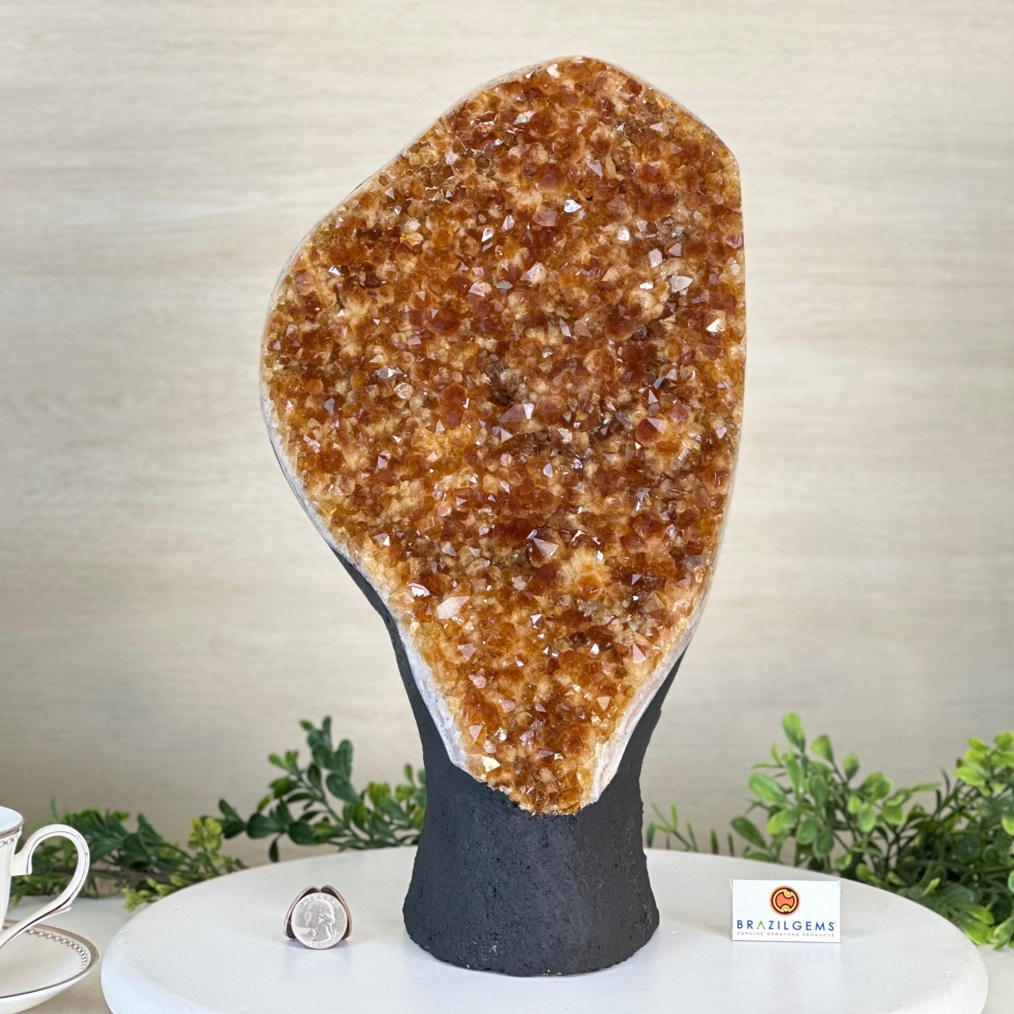Extra Quality Citrine Cluster on Cement Base, 16.5 lbs and 14.9" Tall 5615 - 0070 - Brazil GemsBrazil GemsExtra Quality Citrine Cluster on Cement Base, 16.5 lbs and 14.9" Tall 5615 - 0070Clusters on Cement Bases5615 - 0070